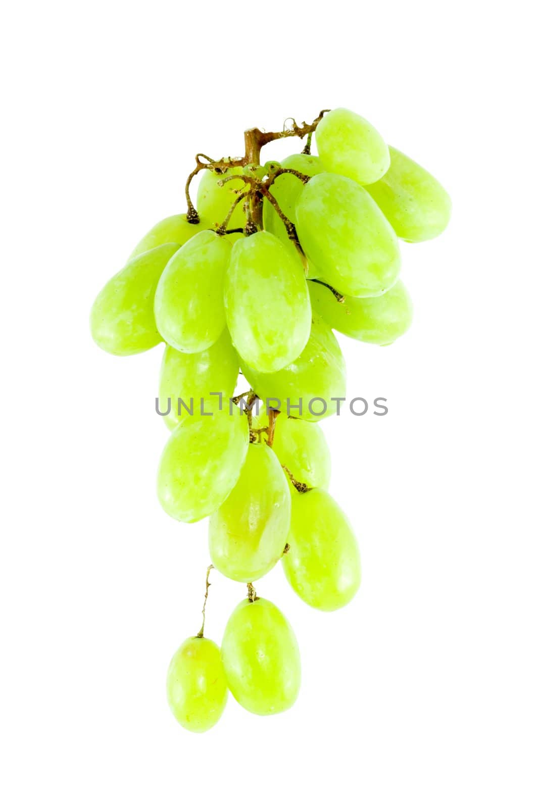 detail of a bunch of grapes on the white background