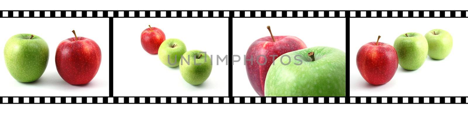 isolated fruits collection with a film strip