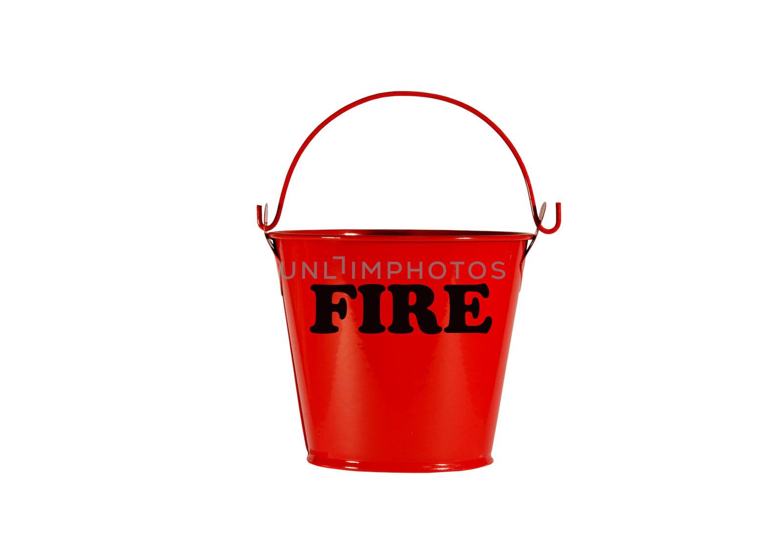 Red fire bucket isolated over white background with clipping path