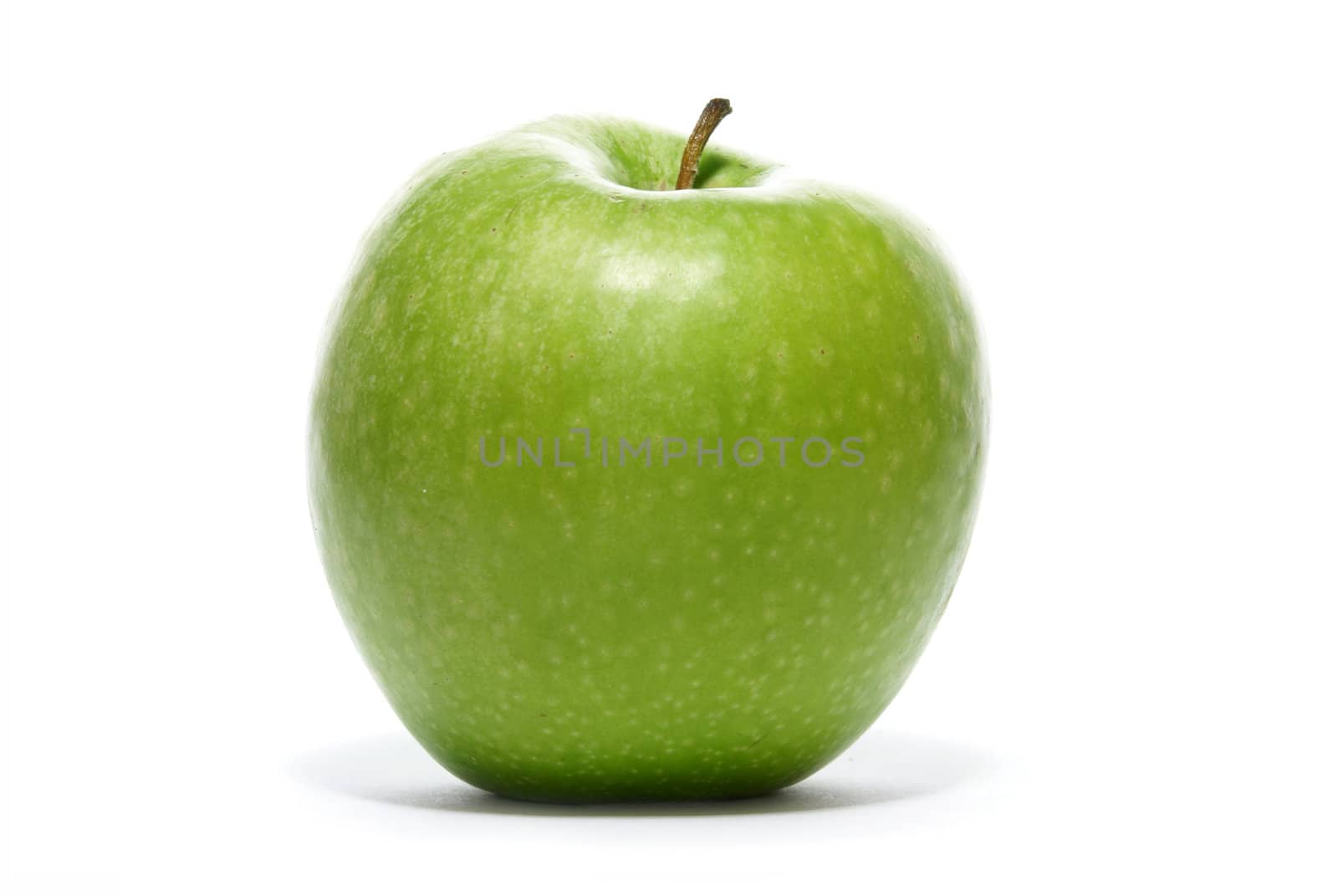 Green tasty sweet apple isolated on white background              