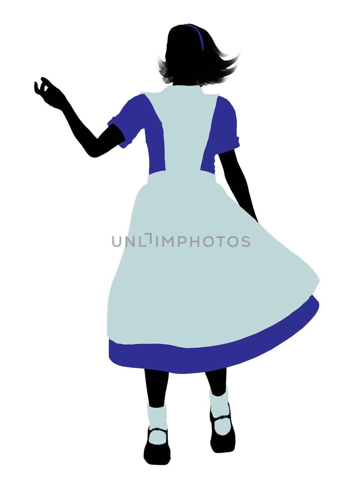Allice in wonderland illustration silhouette on a white background