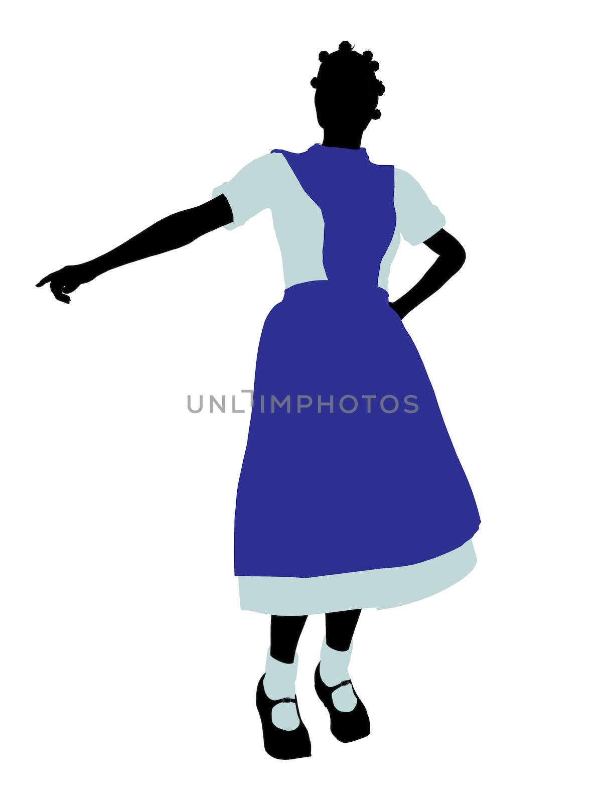Allice in wonderland illustration silhouette on a white background