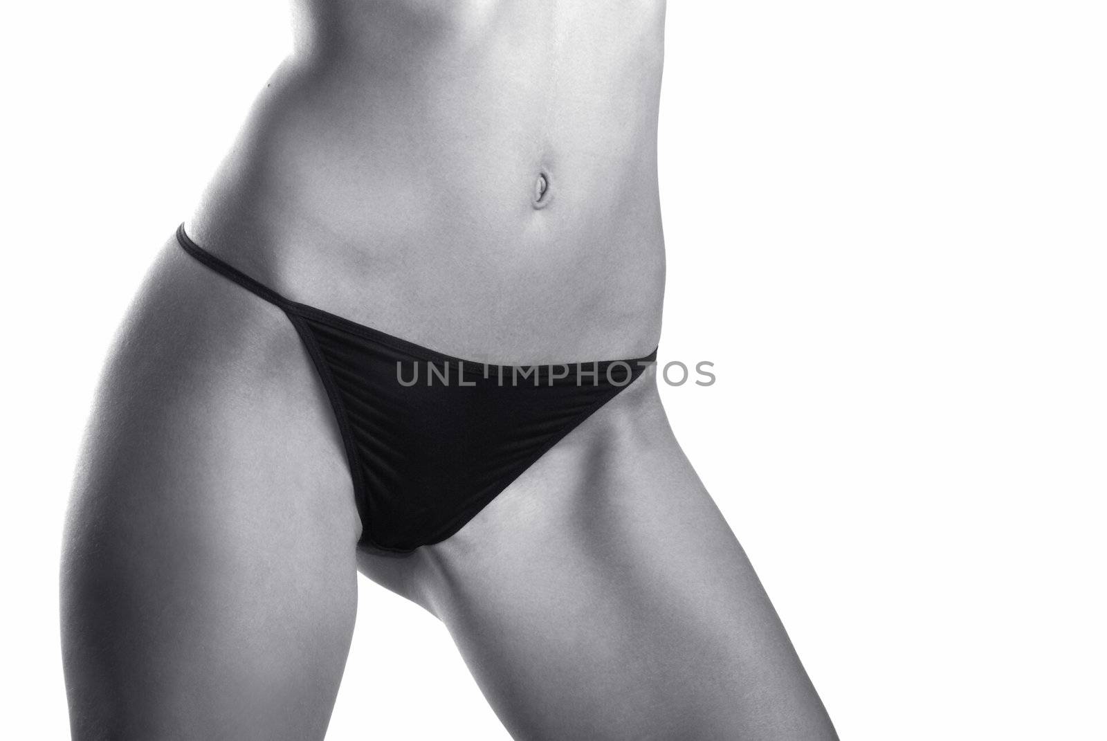 Belly of beautiful woman isolated on white