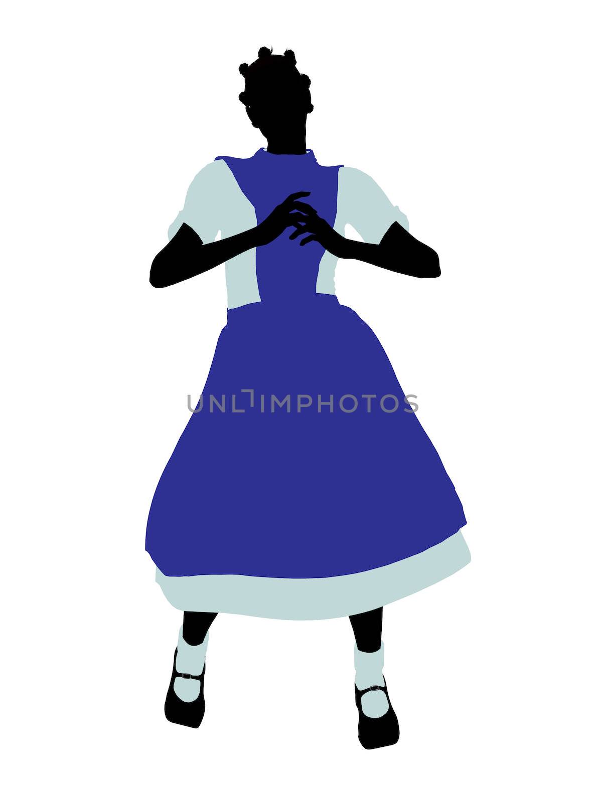 Allice in wonderland illustration silhouette on a white background