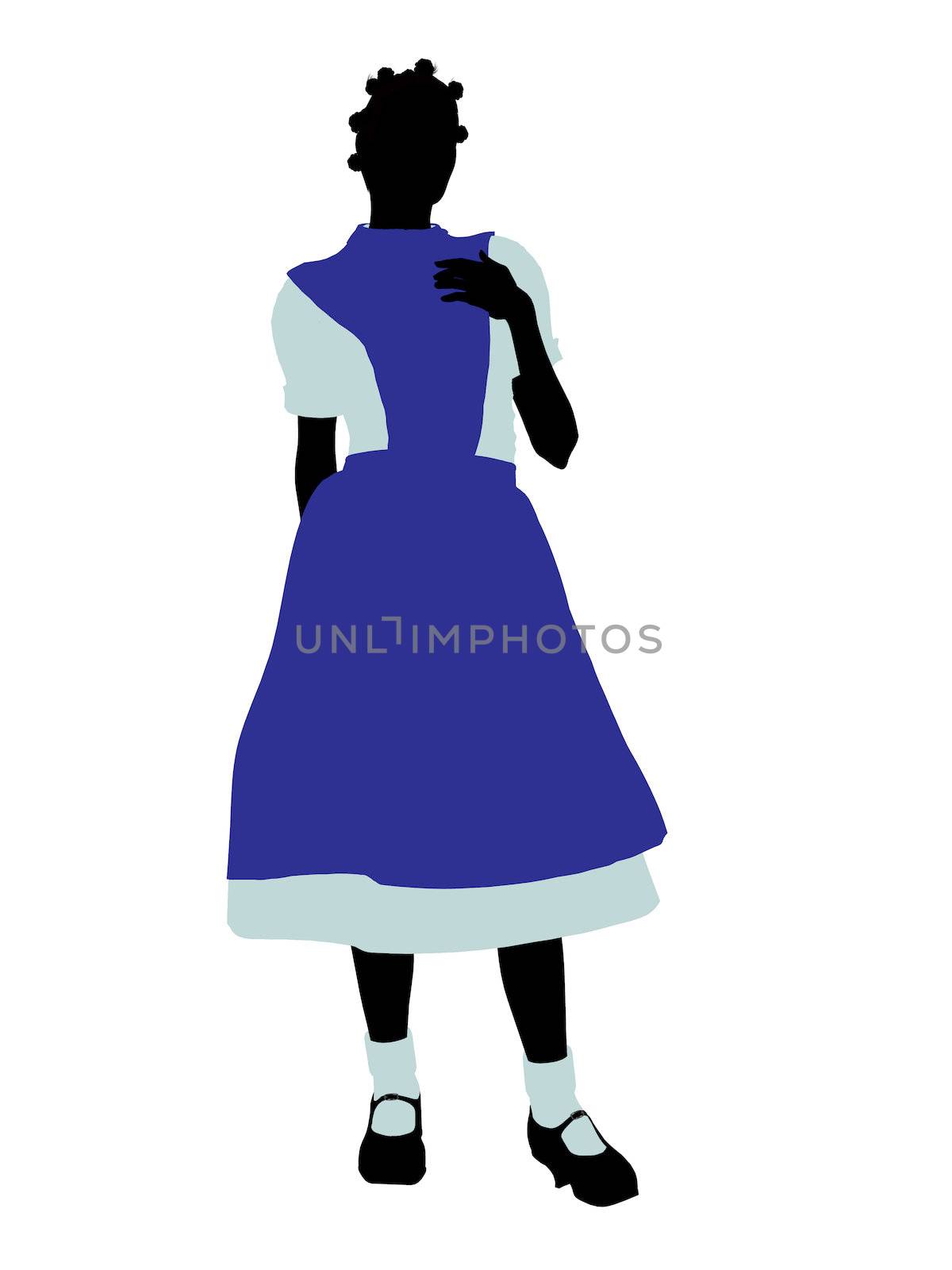 Allice in wonderland illustration silhouette on a white background
