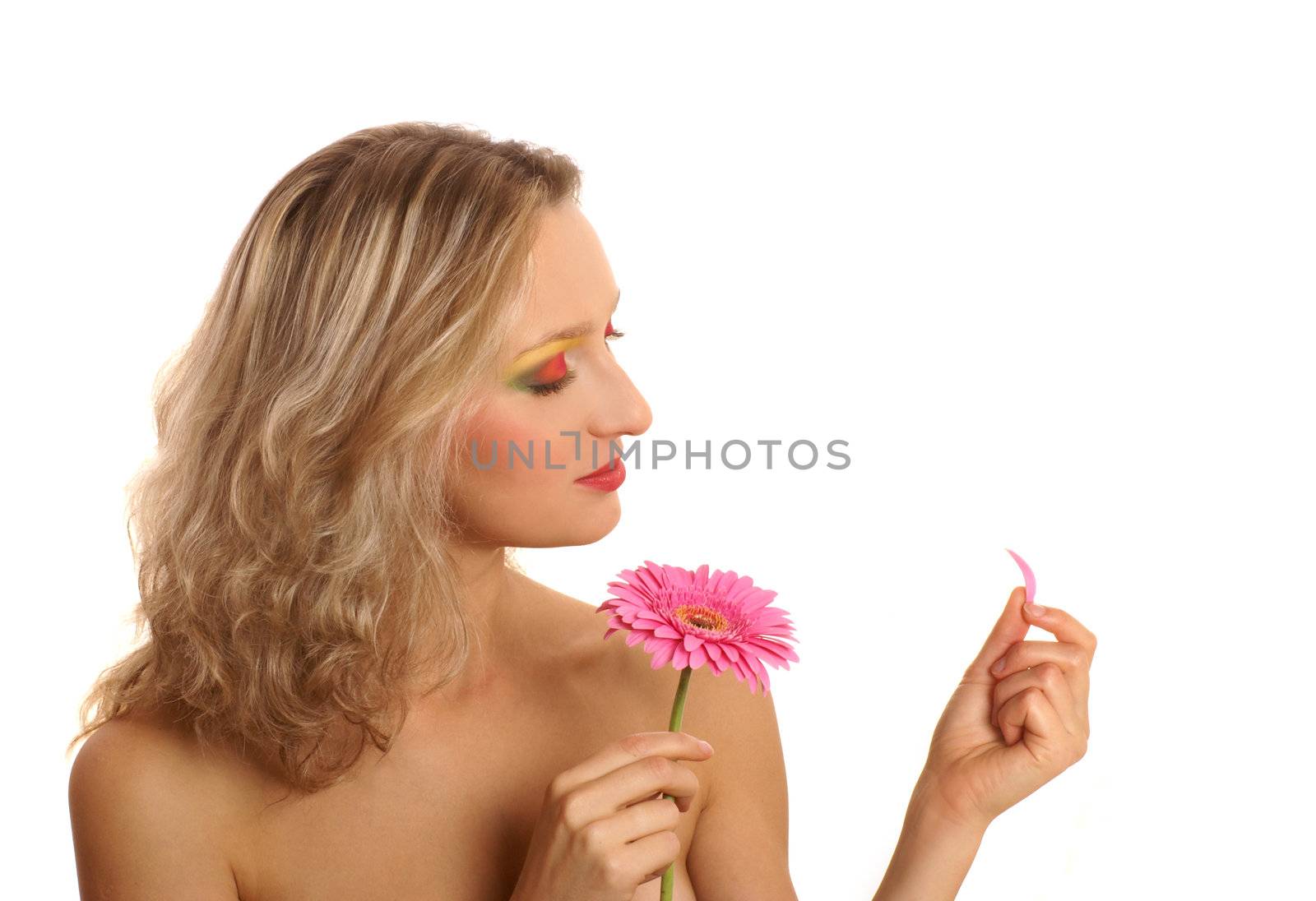 Young beautiful woman isolated on white      