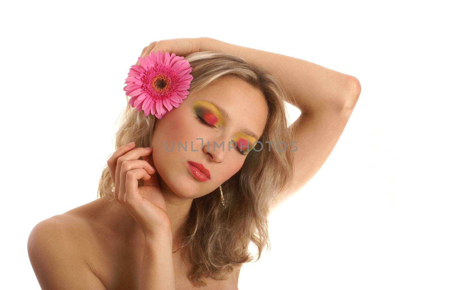Young beautiful woman isolated on white      