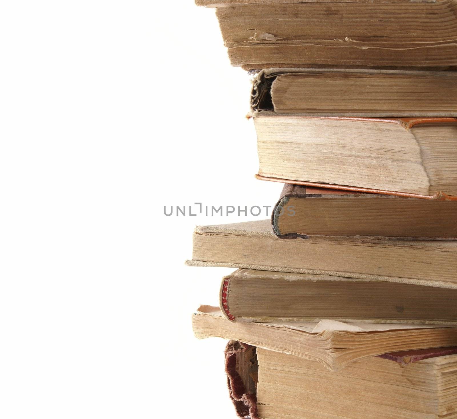 Ancient vintage books isolated on white background