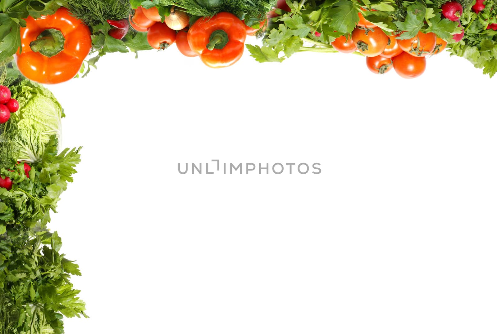 Different fresh tasty vegetables isolated fractal