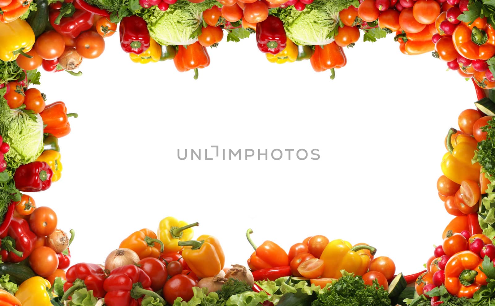 Different fresh tasty vegetables isolated fractal