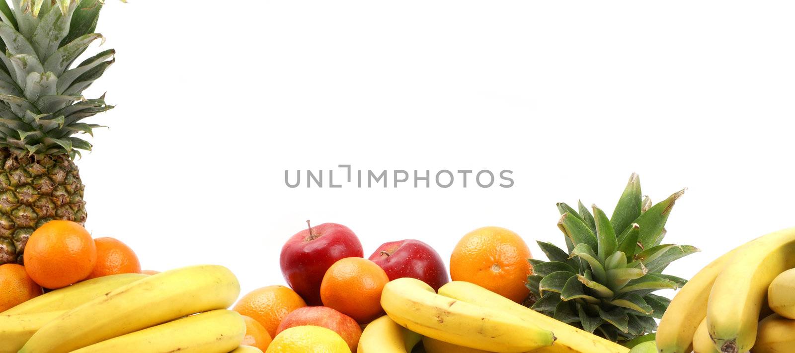 Set of different bright tasty fruits isolated on white                 