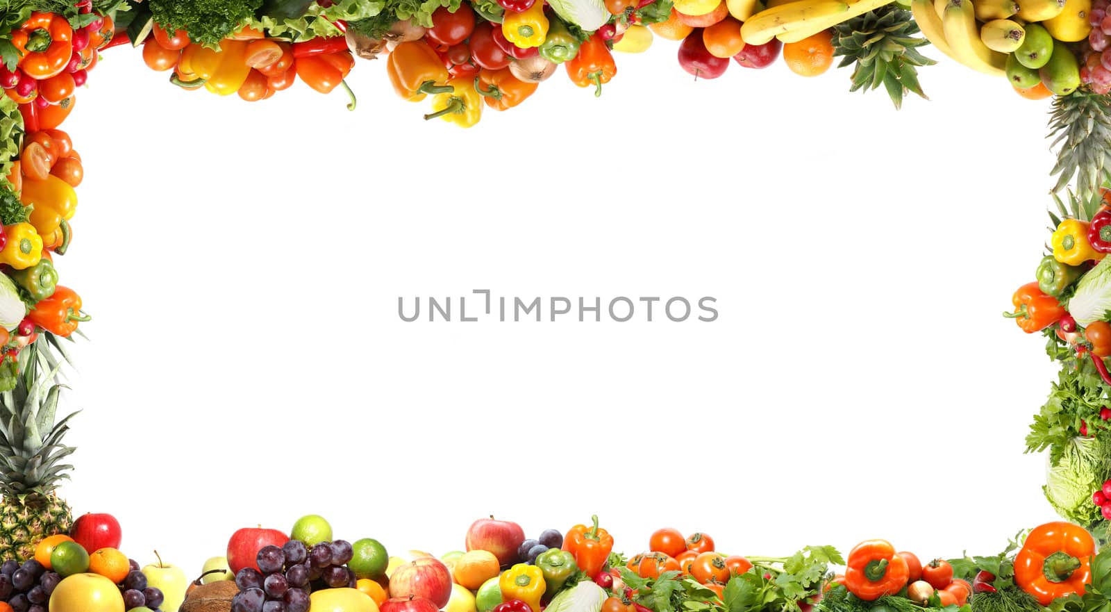 Different fresh tasty vegetables isolated fractal