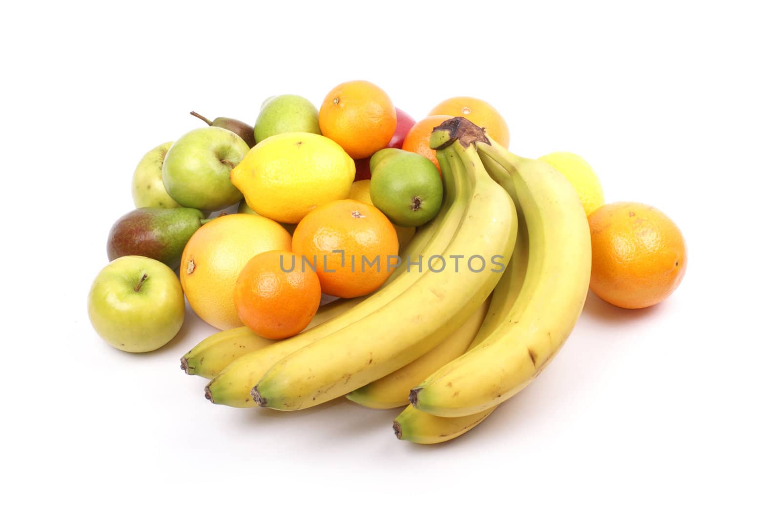 Set of different bright tasty fruits isolated on white                 