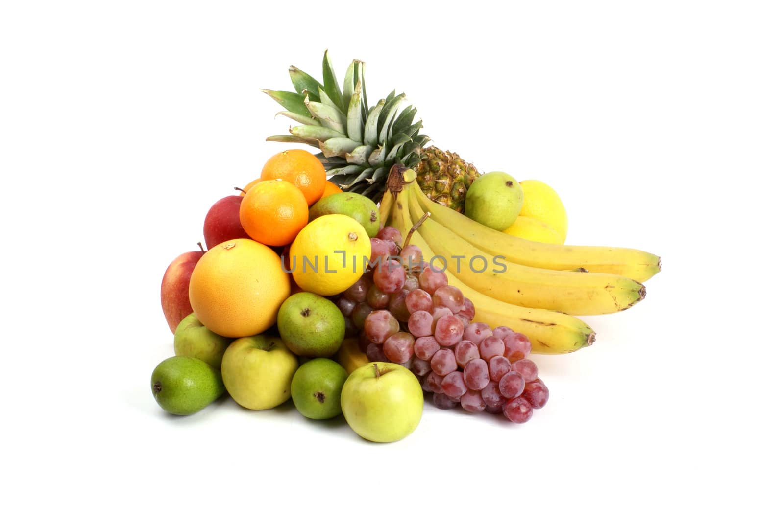 Set of different bright tasty fruits isolated on white                 