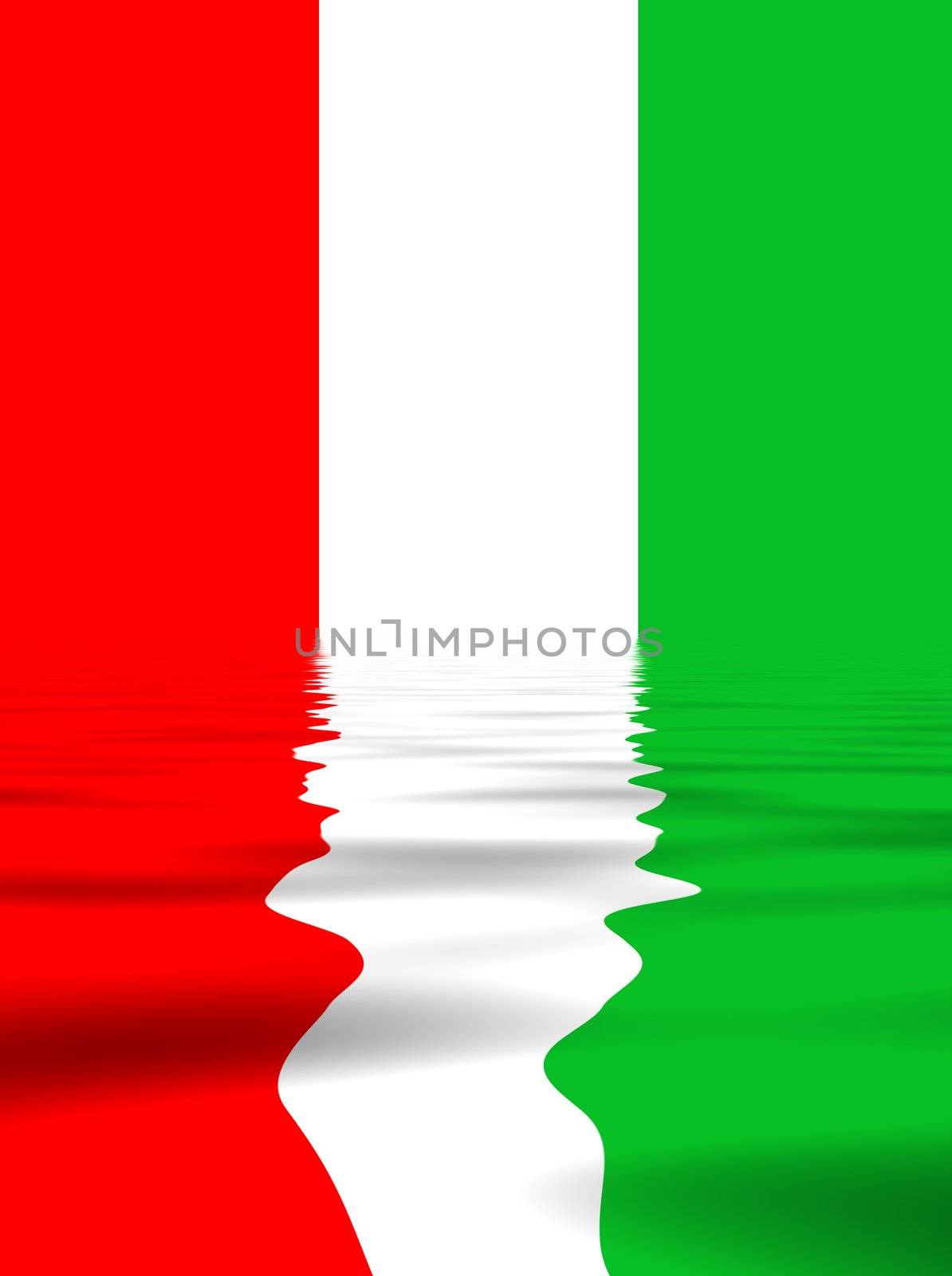 italy flag with reflection