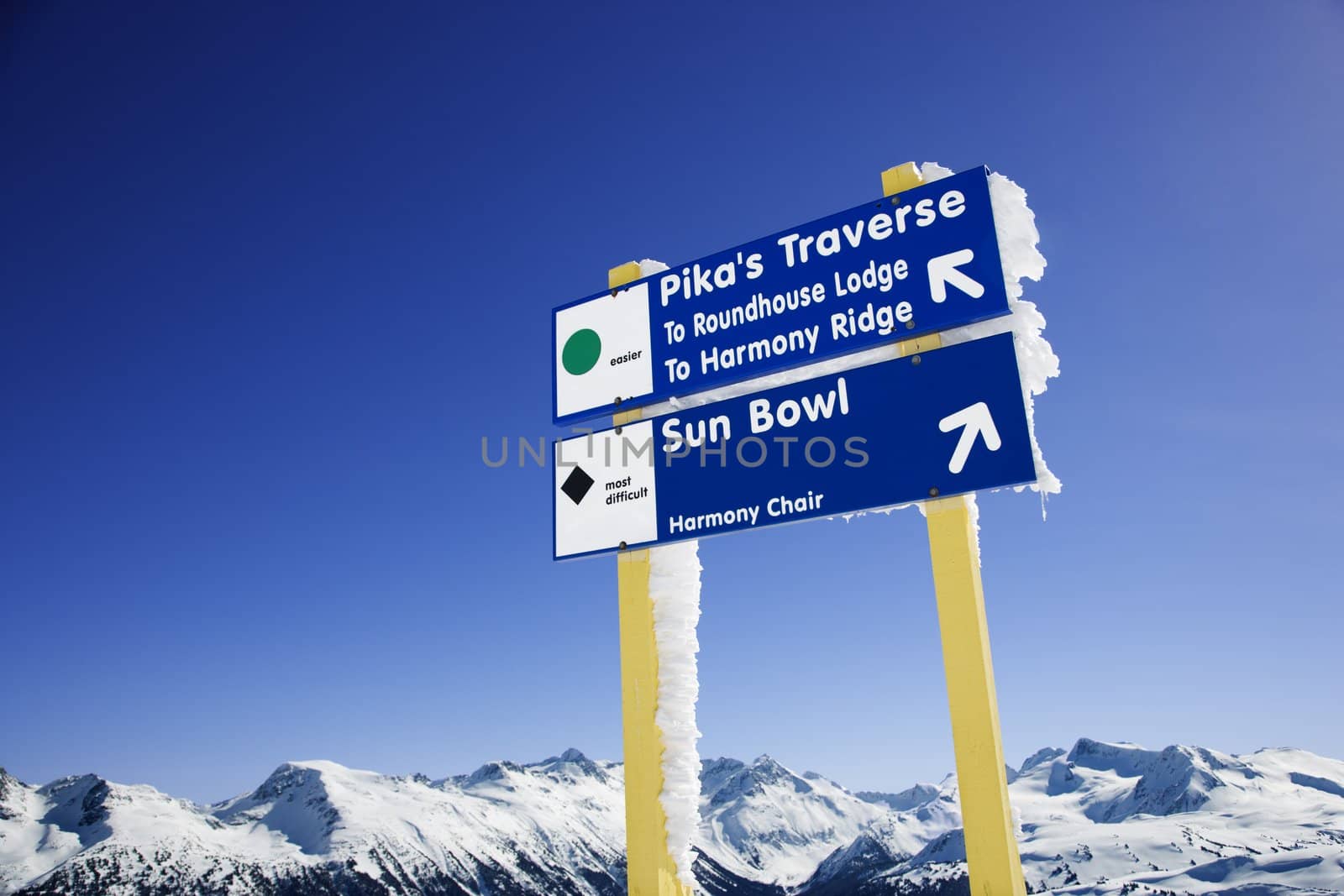 Ski resort trail signs. by iofoto