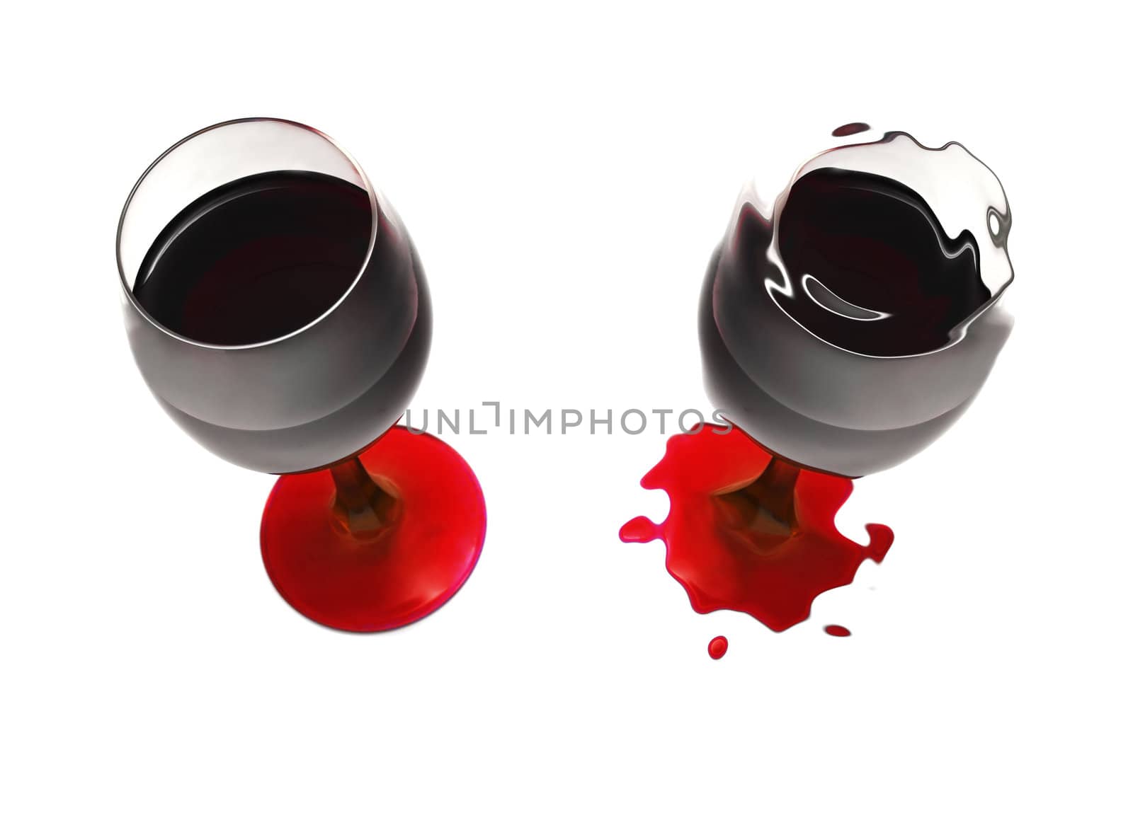 Deformed cup�s of wine isolated in a white background