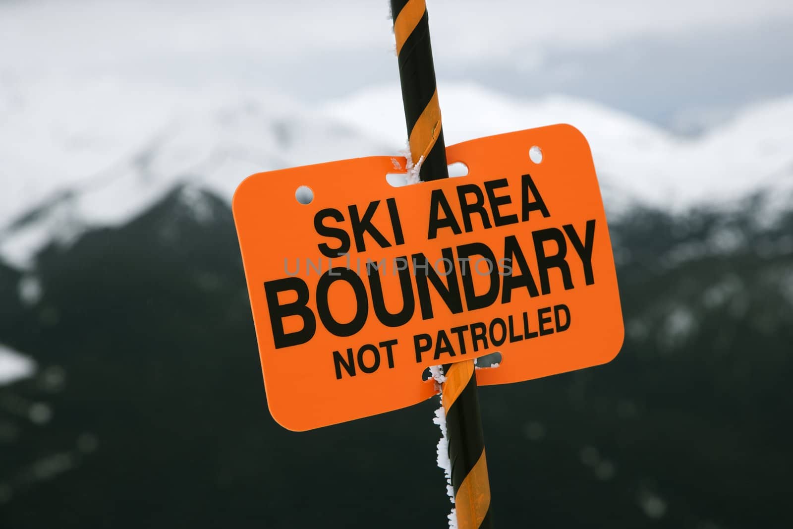 Ski trail boundary sign. by iofoto