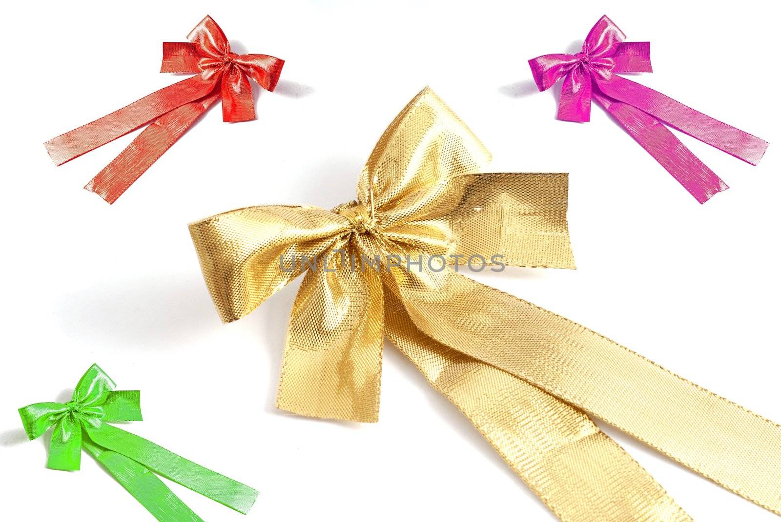 green pink red and gold beautiful bows