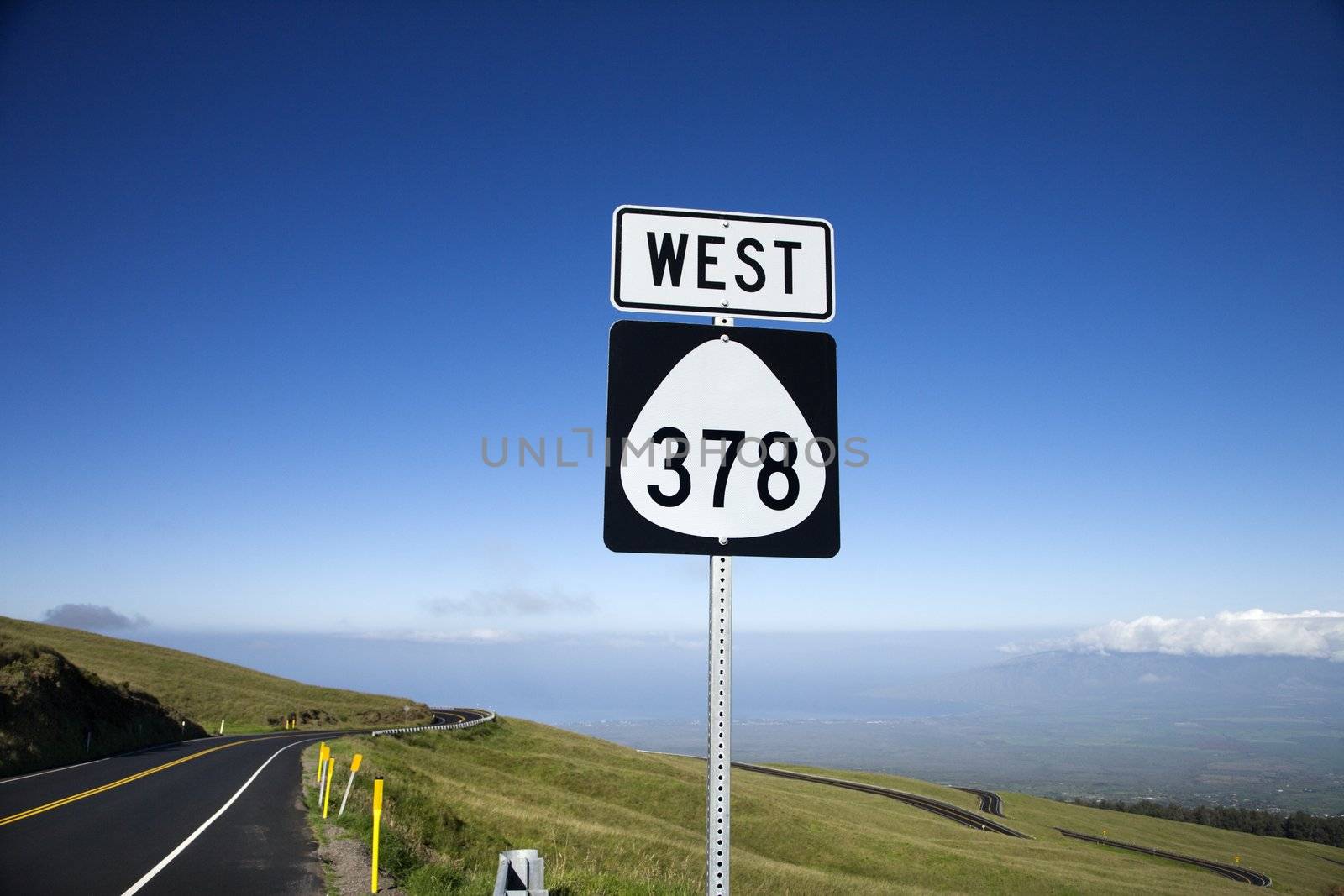 Highway 378 West road sign in Haleakala National Park, Maui, Hawaii.