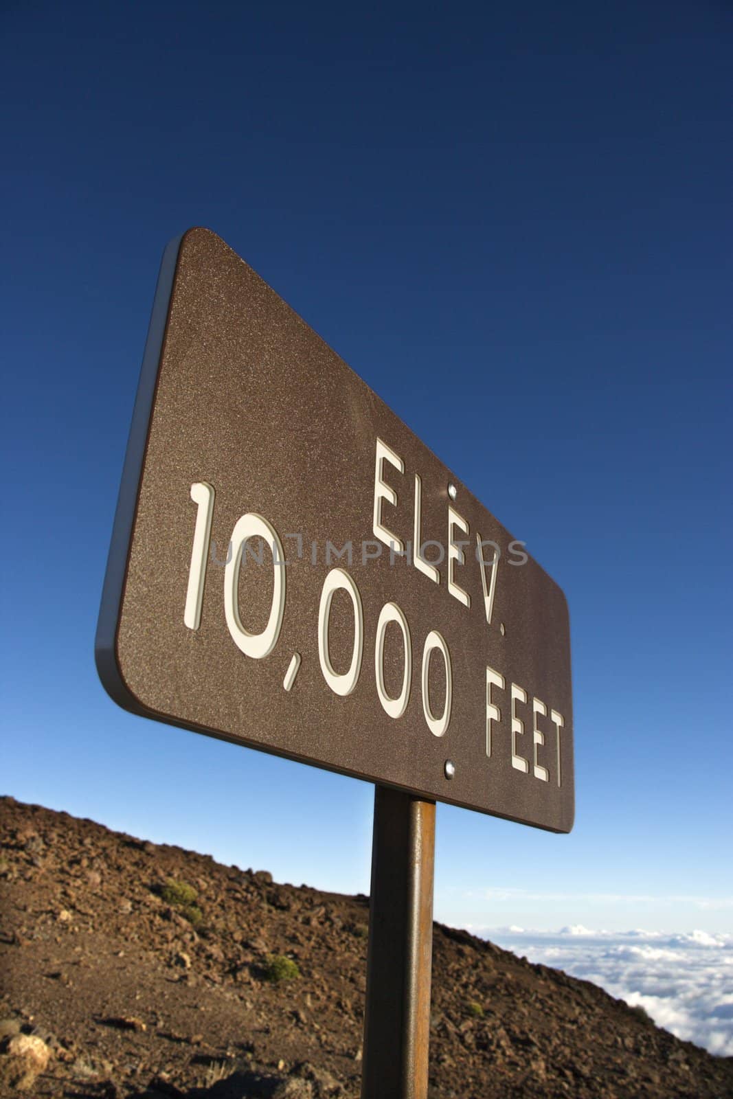 Elevation sign in Haleakala National Park in Maui, Hawaii.