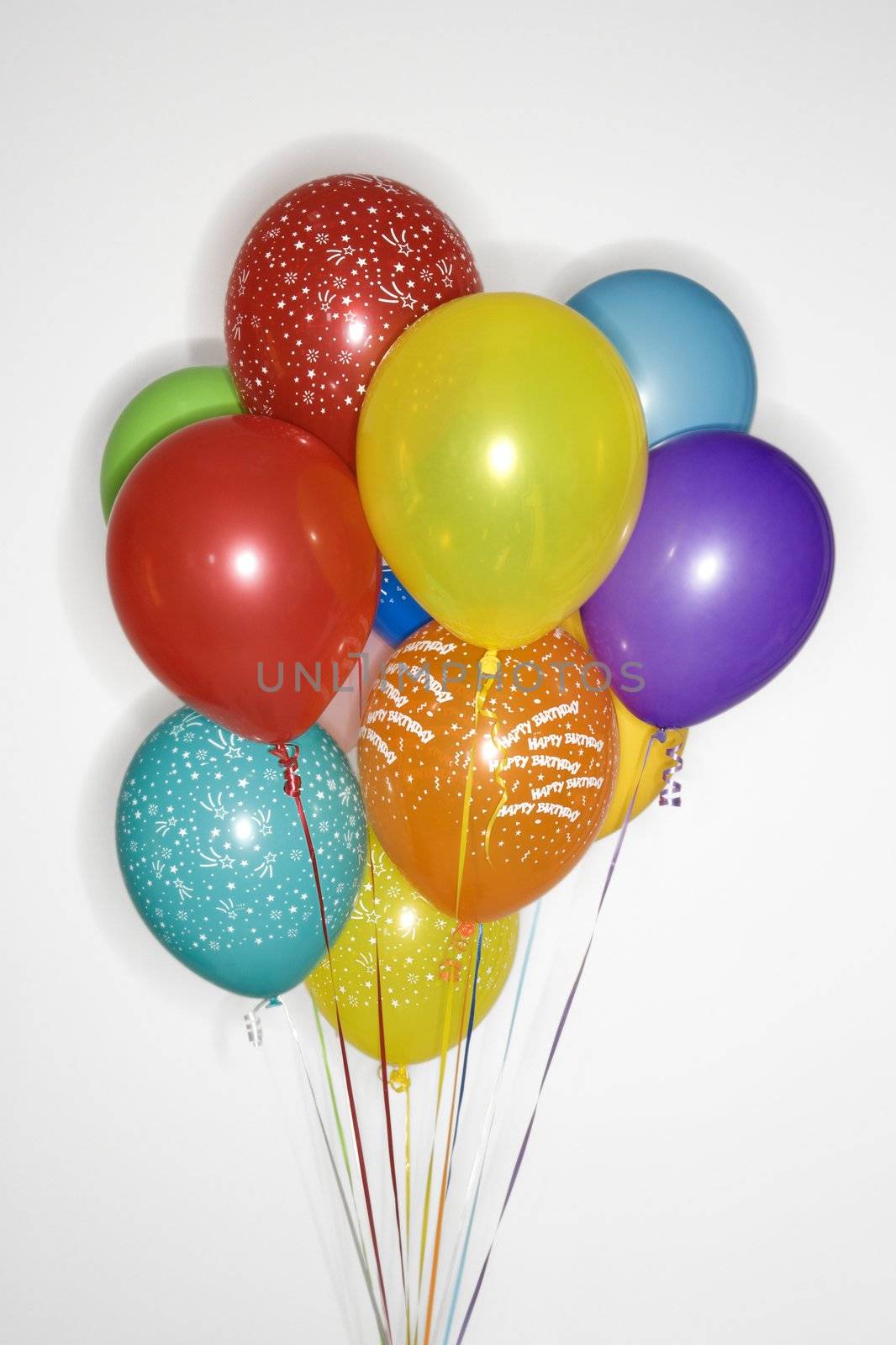 Bunch of colored helium balloons.