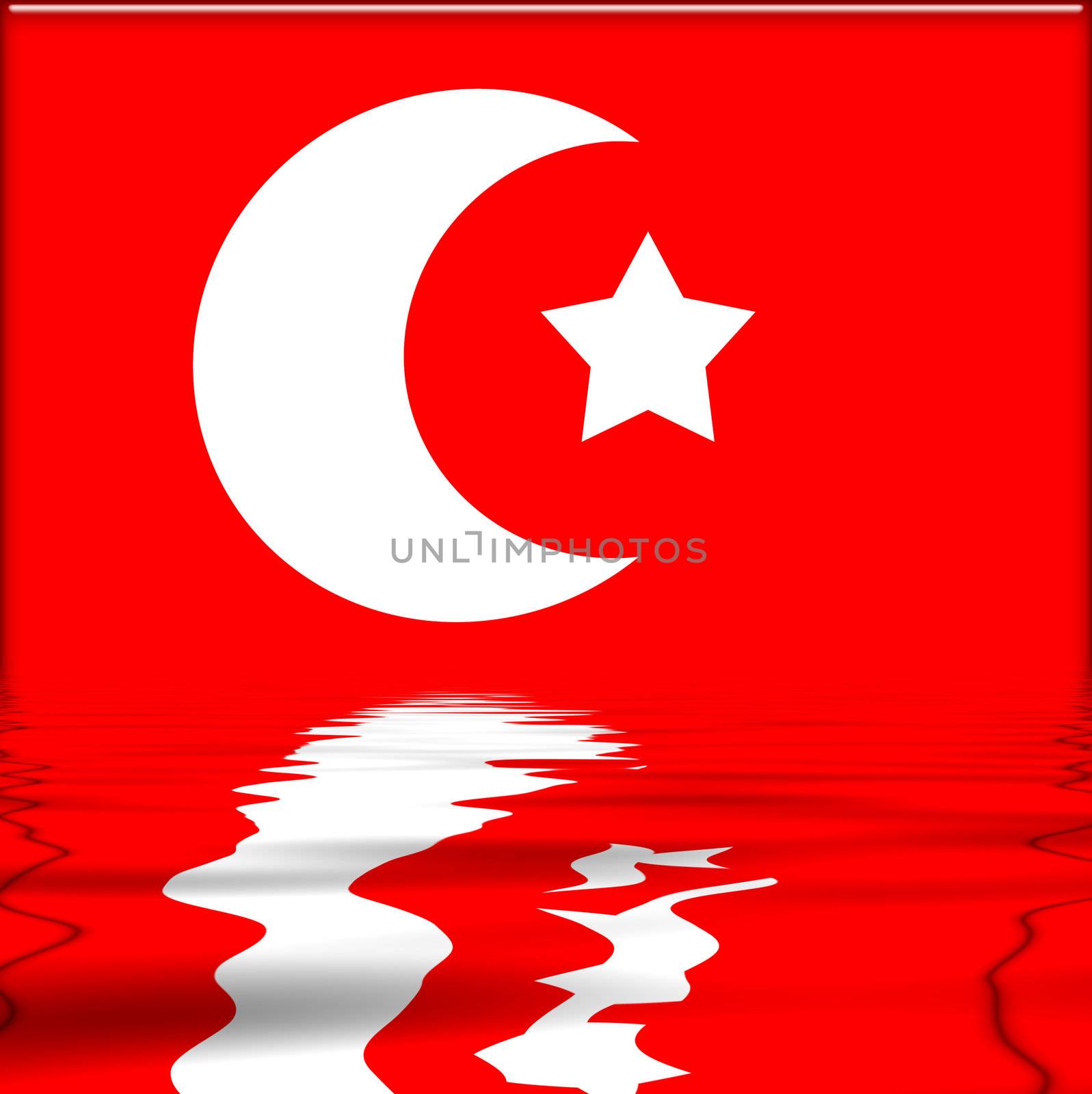 flag of turkey with reflection by raalves