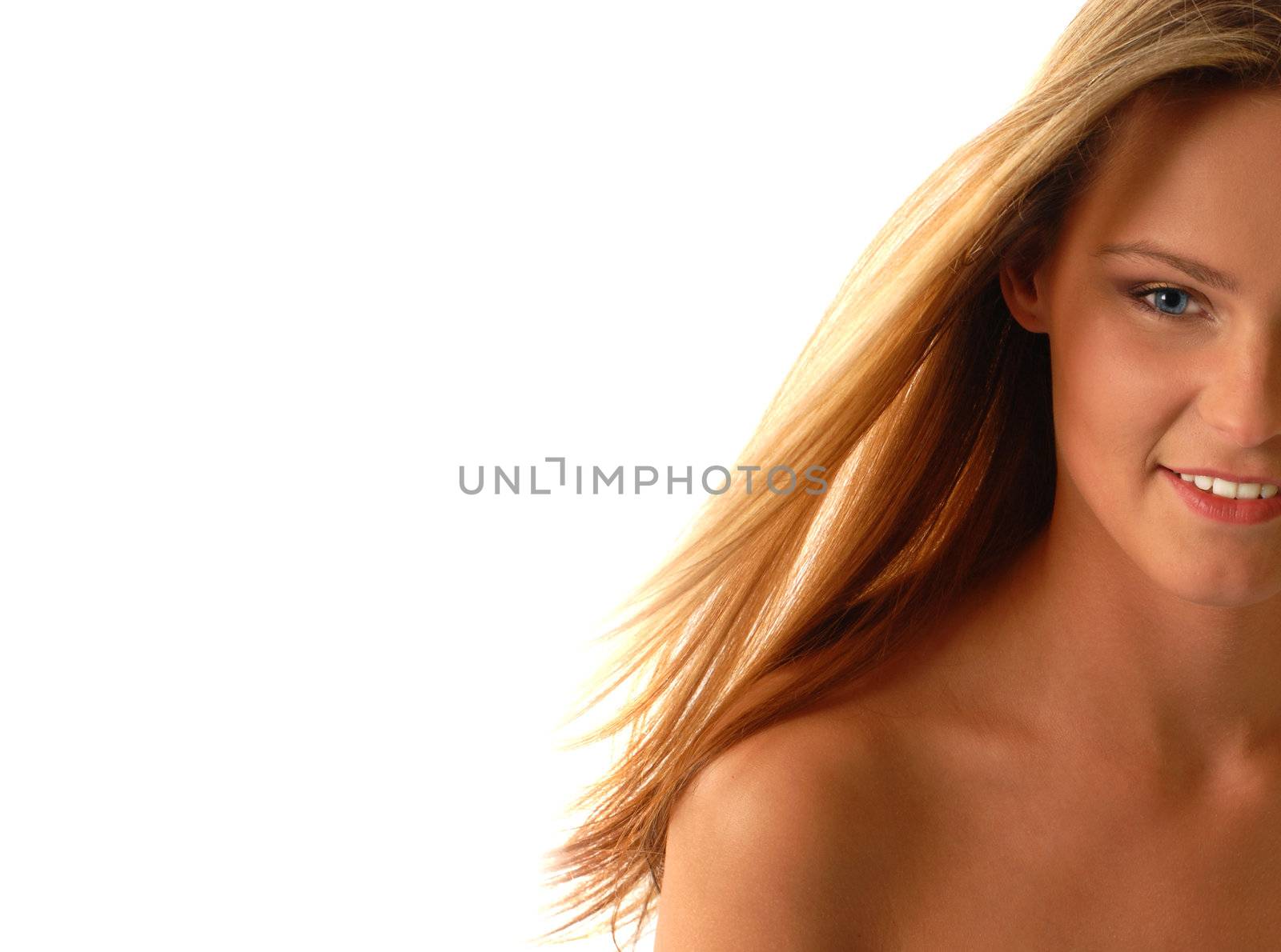 Attractive blond over white background