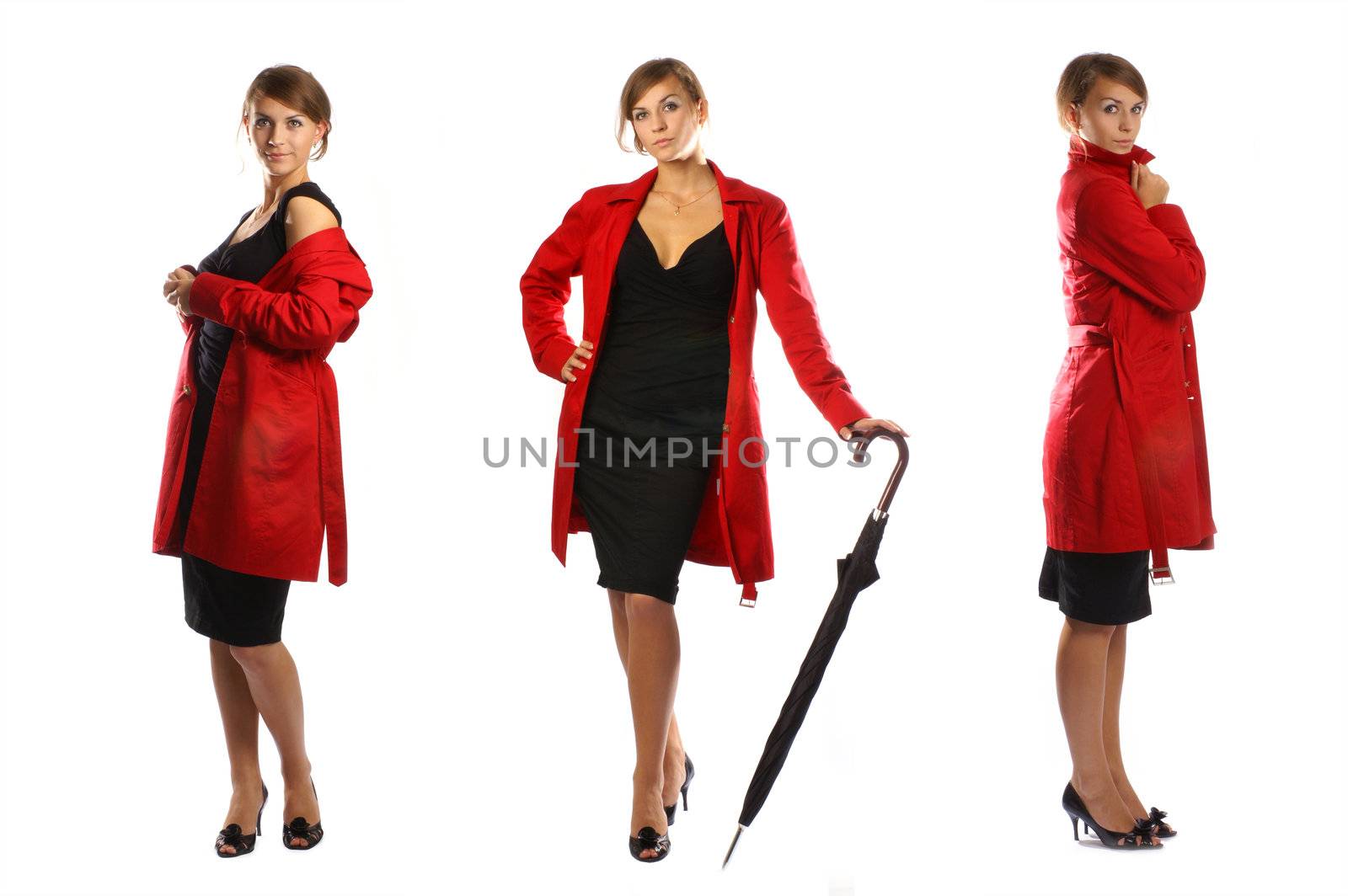 Lady in red isolated on white                