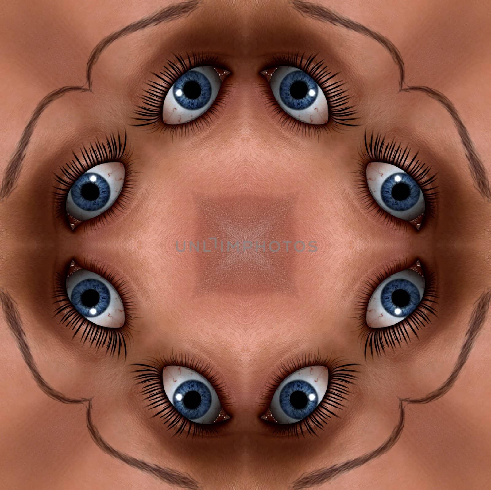 A seamless tile pattern background made out of eyes.