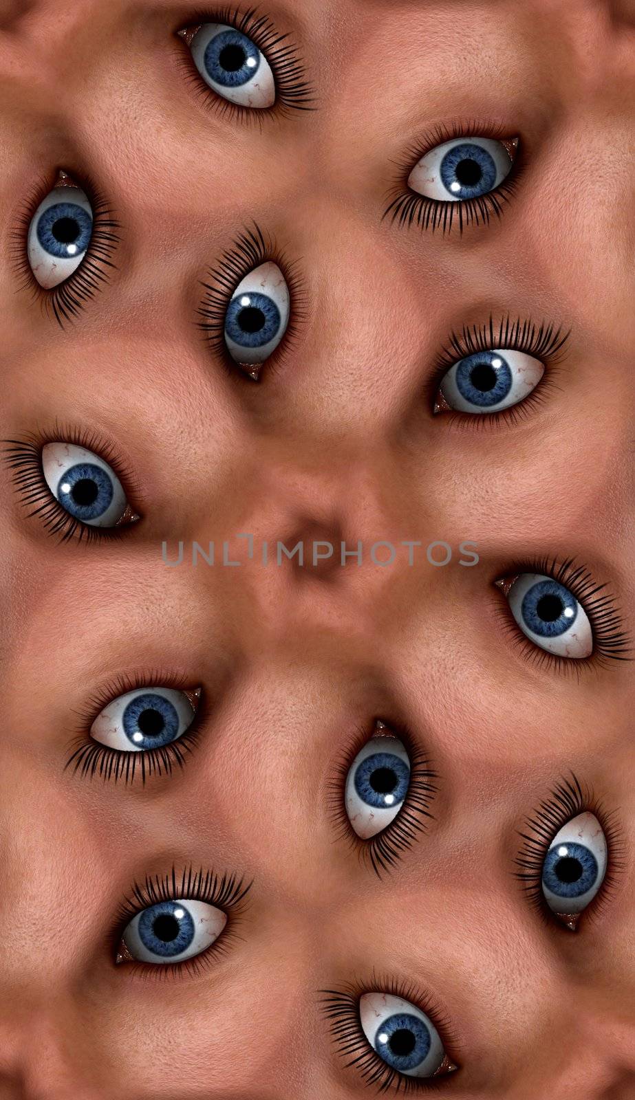A seamless tile pattern background made out of eyes.