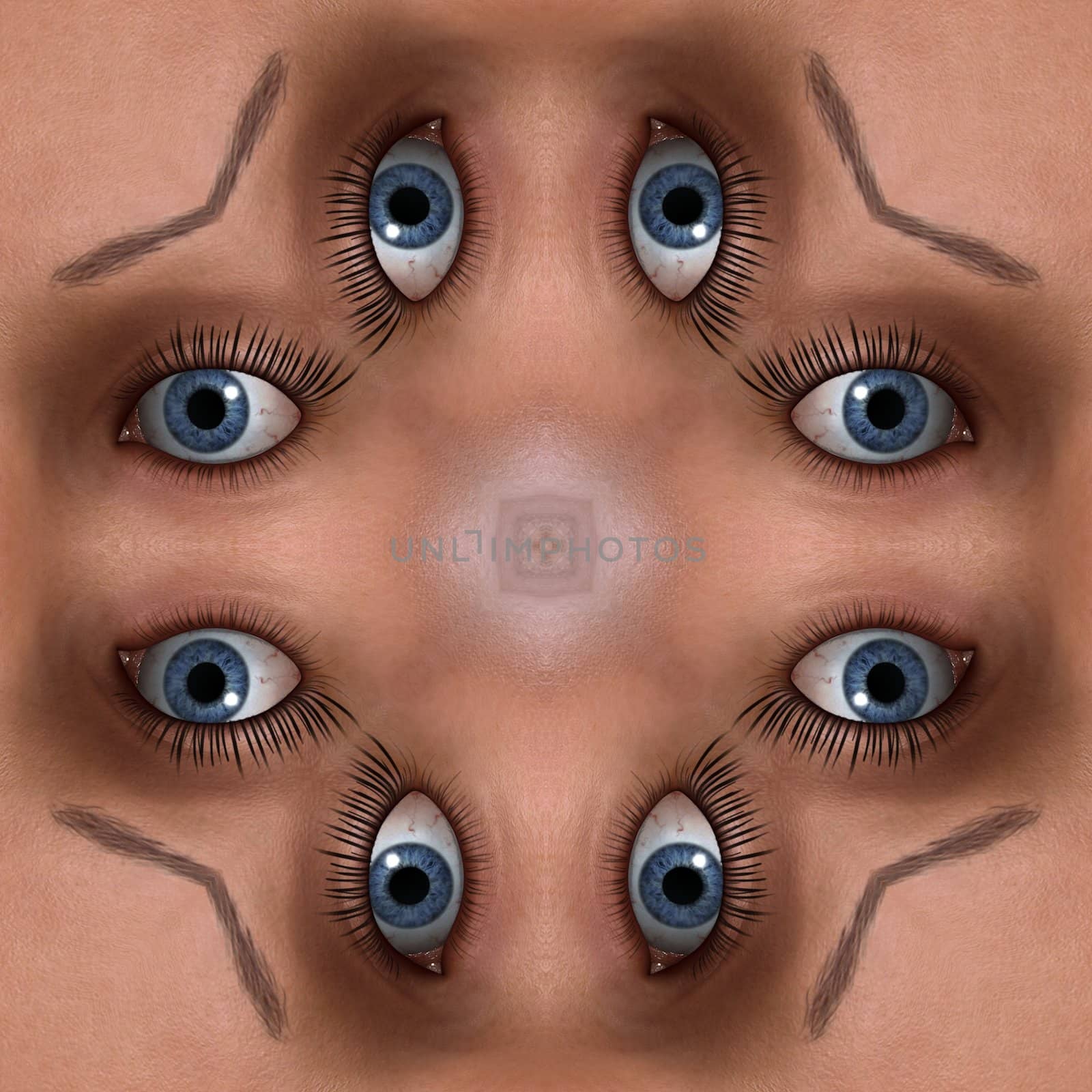 A seamless tile pattern background made out of eyes.