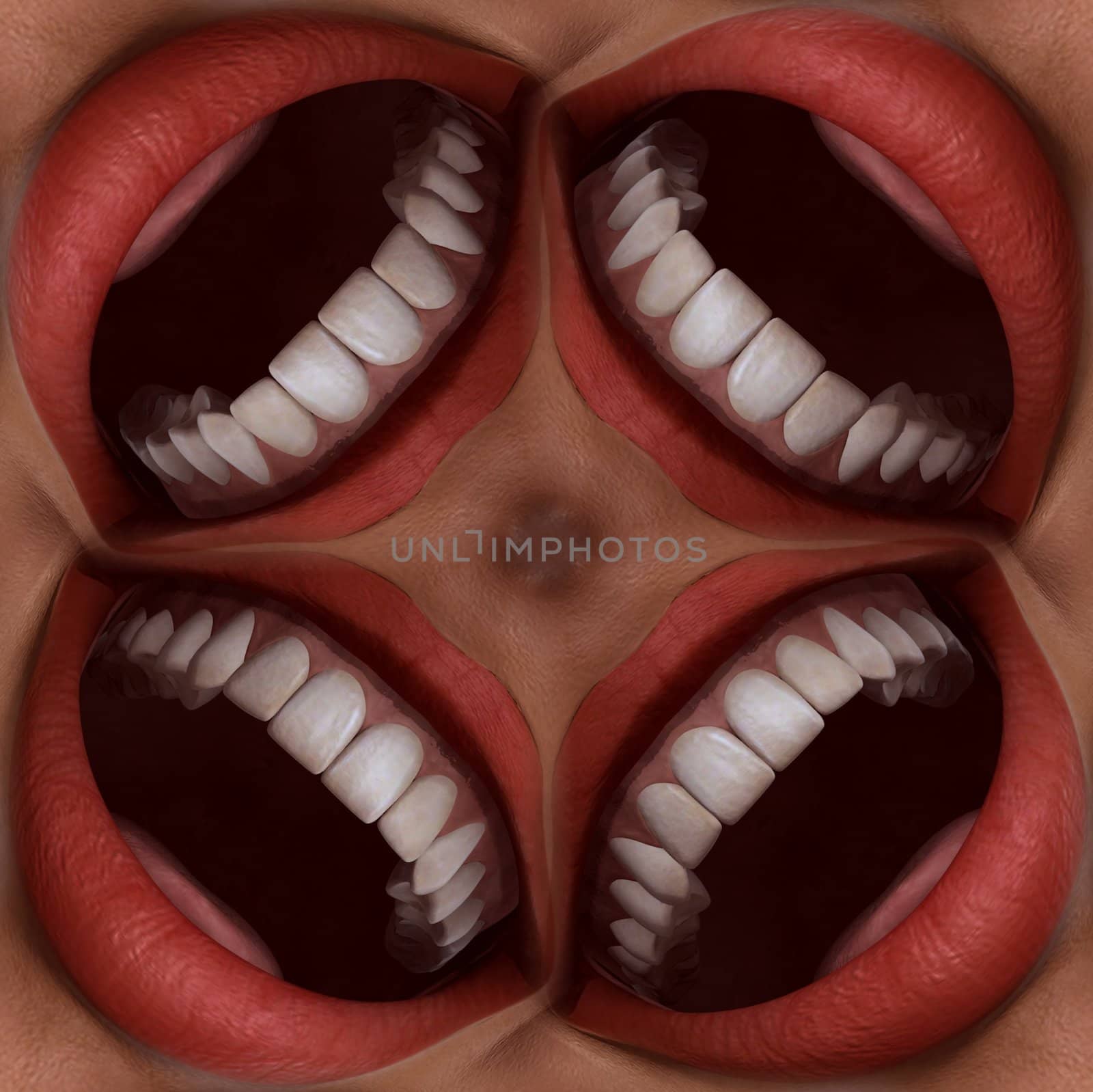 A seamless tile pattern background made out of funny smiling mouths.
