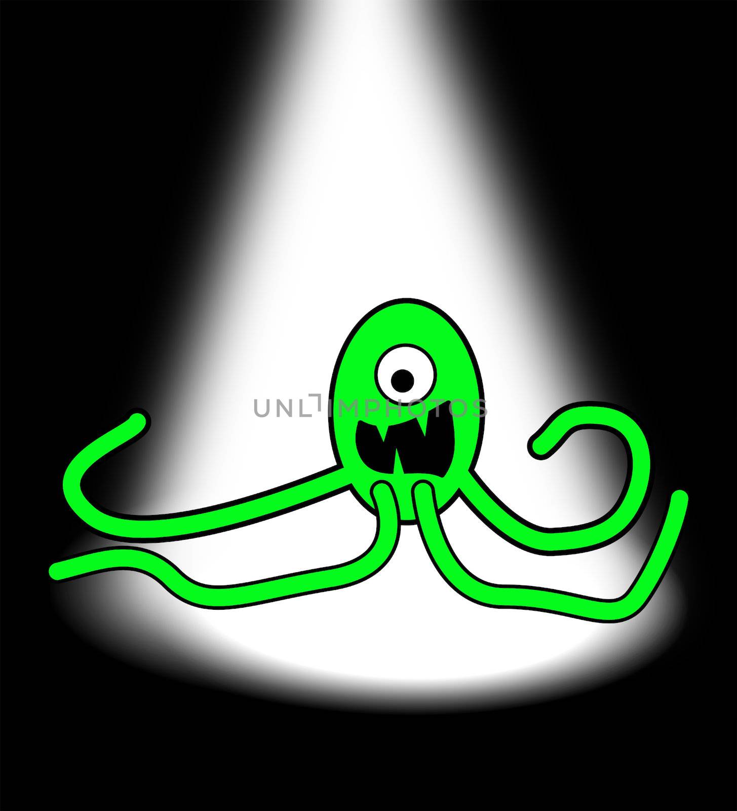 An illustration of a cartoon egg like space alien.