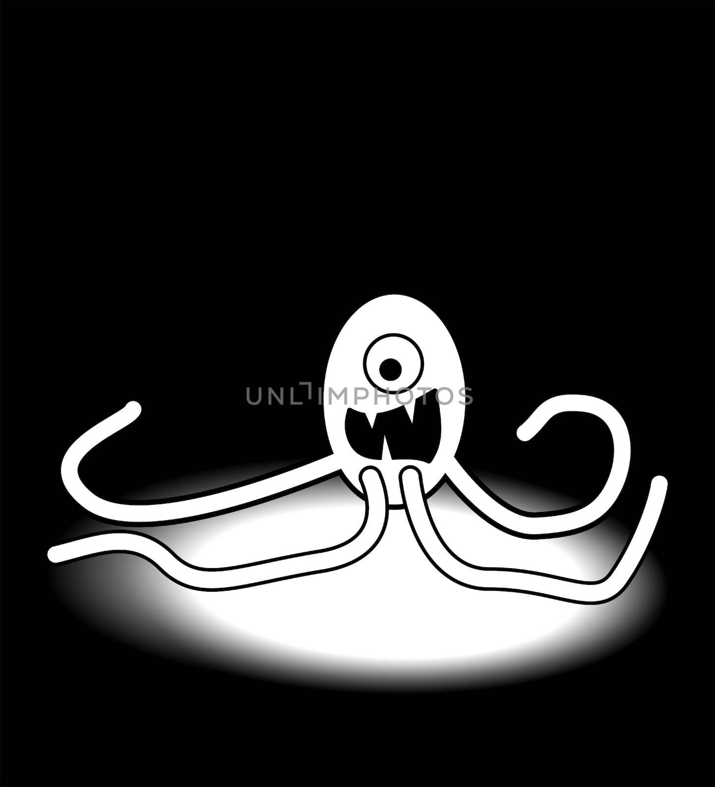 An illustration of a cartoon egg like space alien.