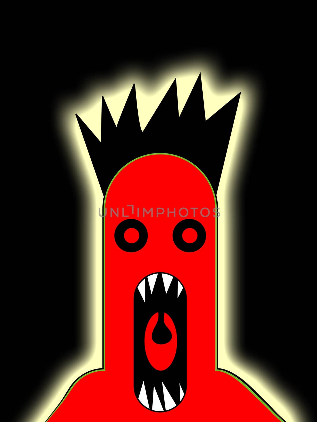 A Halloween image of a scary monster that is screaming.