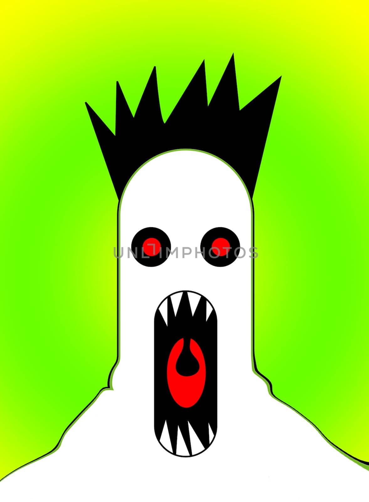 A Halloween image of a scary monster that is screaming.