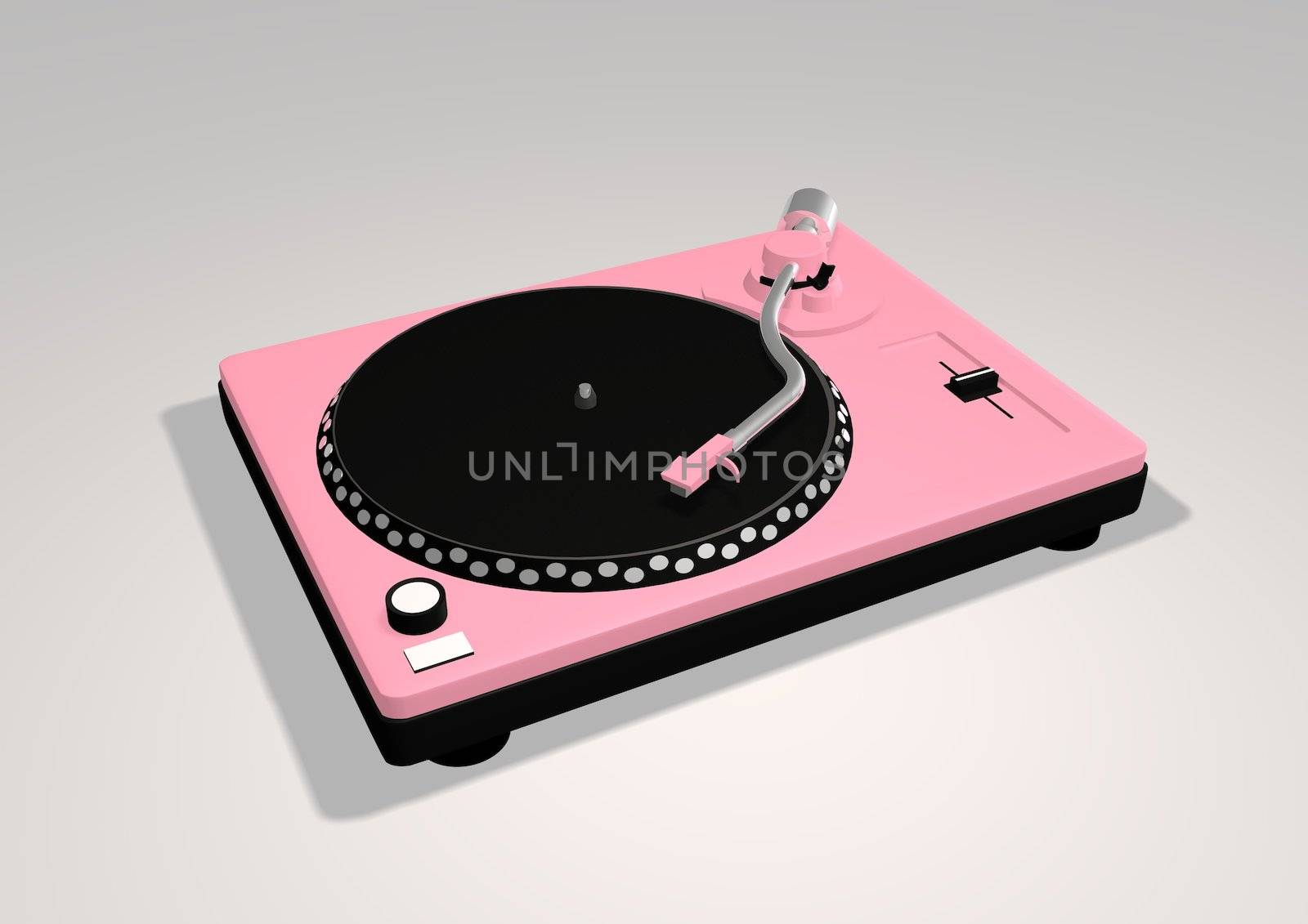 3D illustration of a Pink turntable
