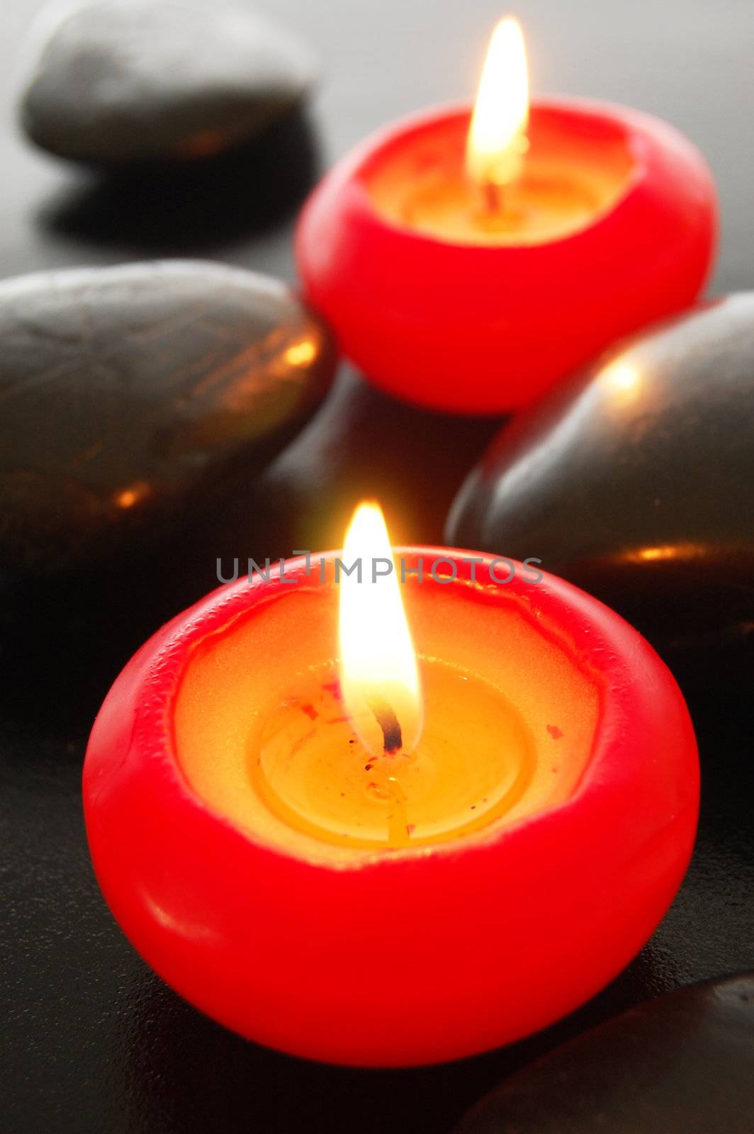 romantic candle decoration showing spa or xmas feeling