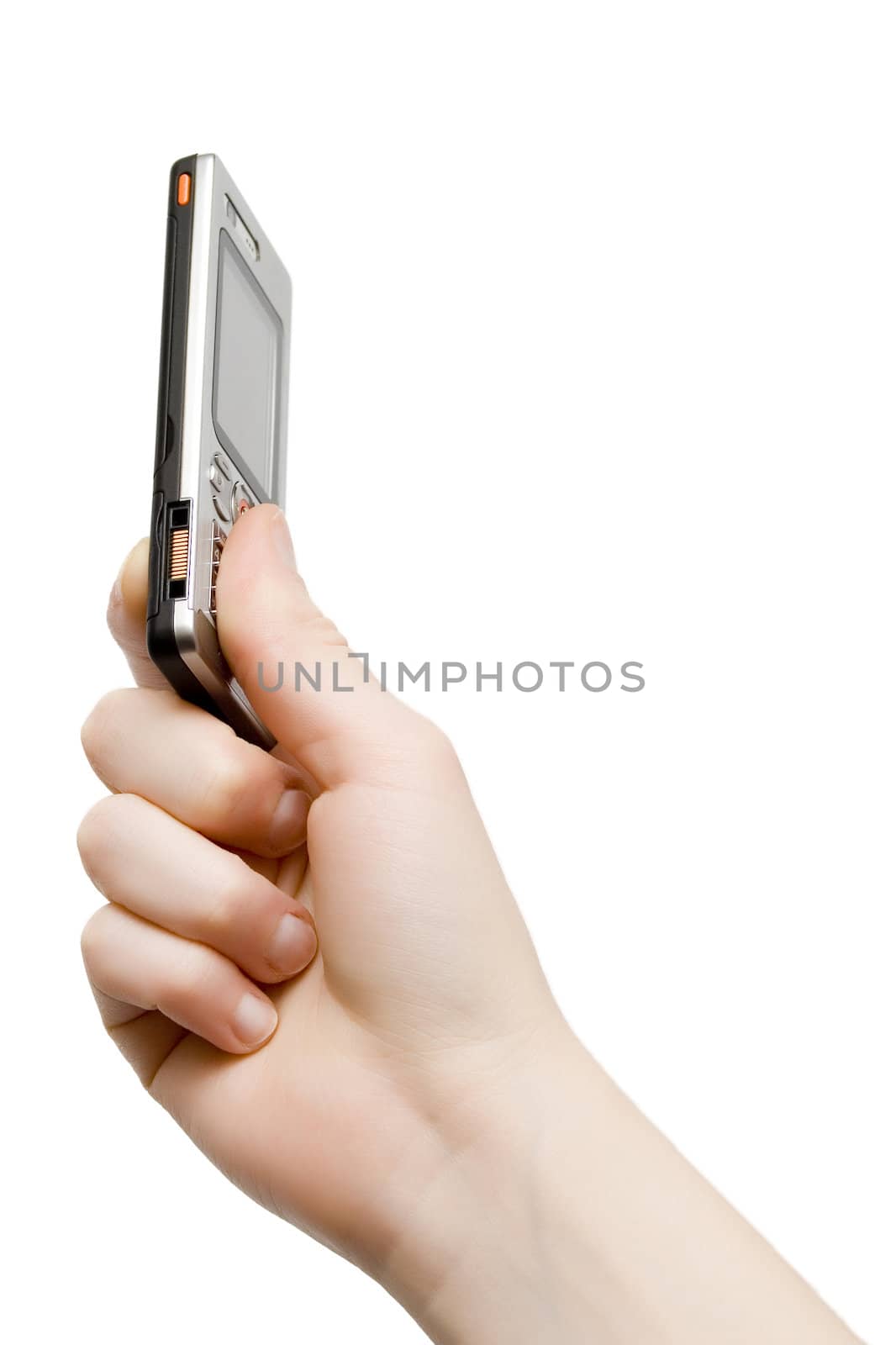 Slim mobile phone in the women's hand