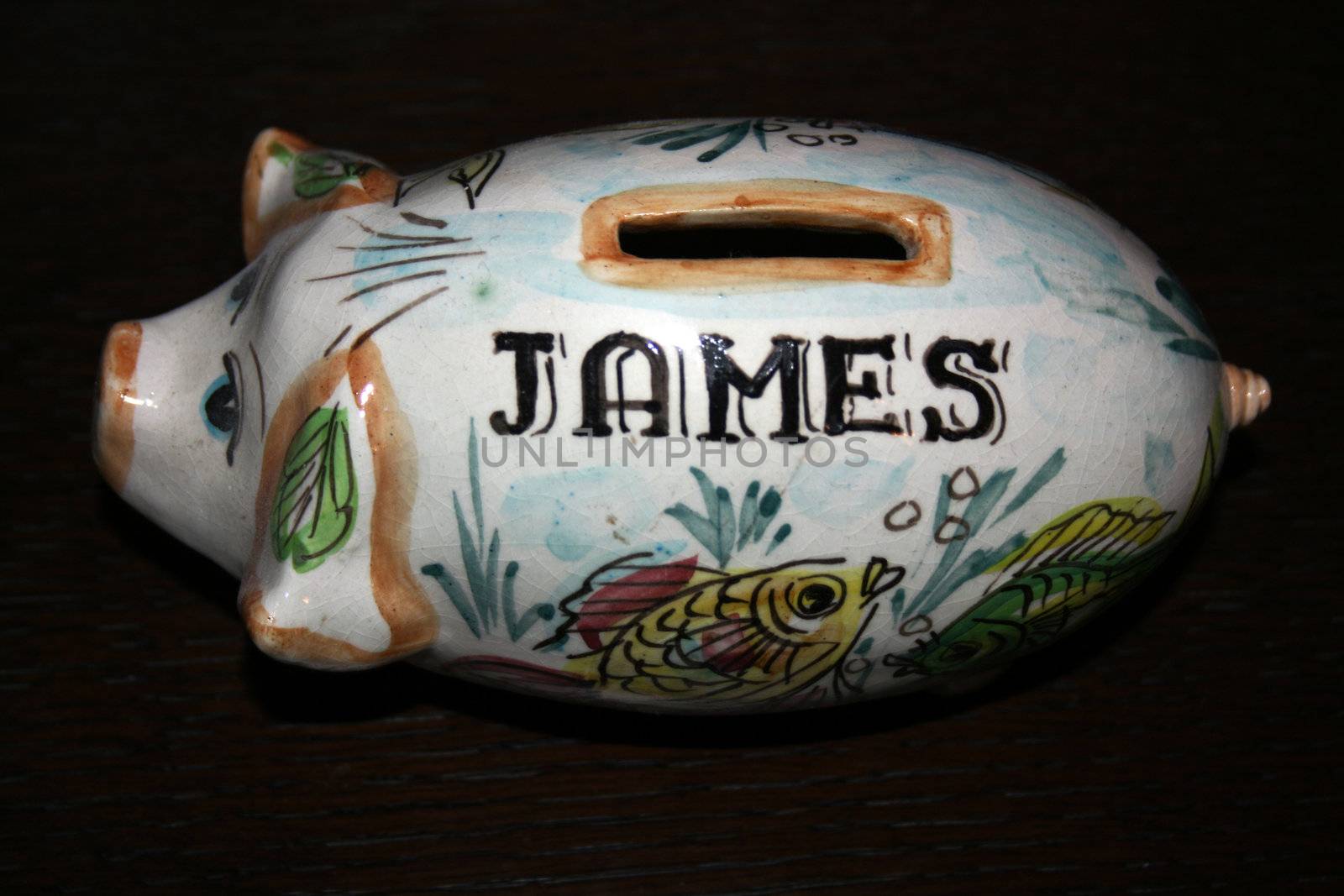 a piggy bank belonging to James