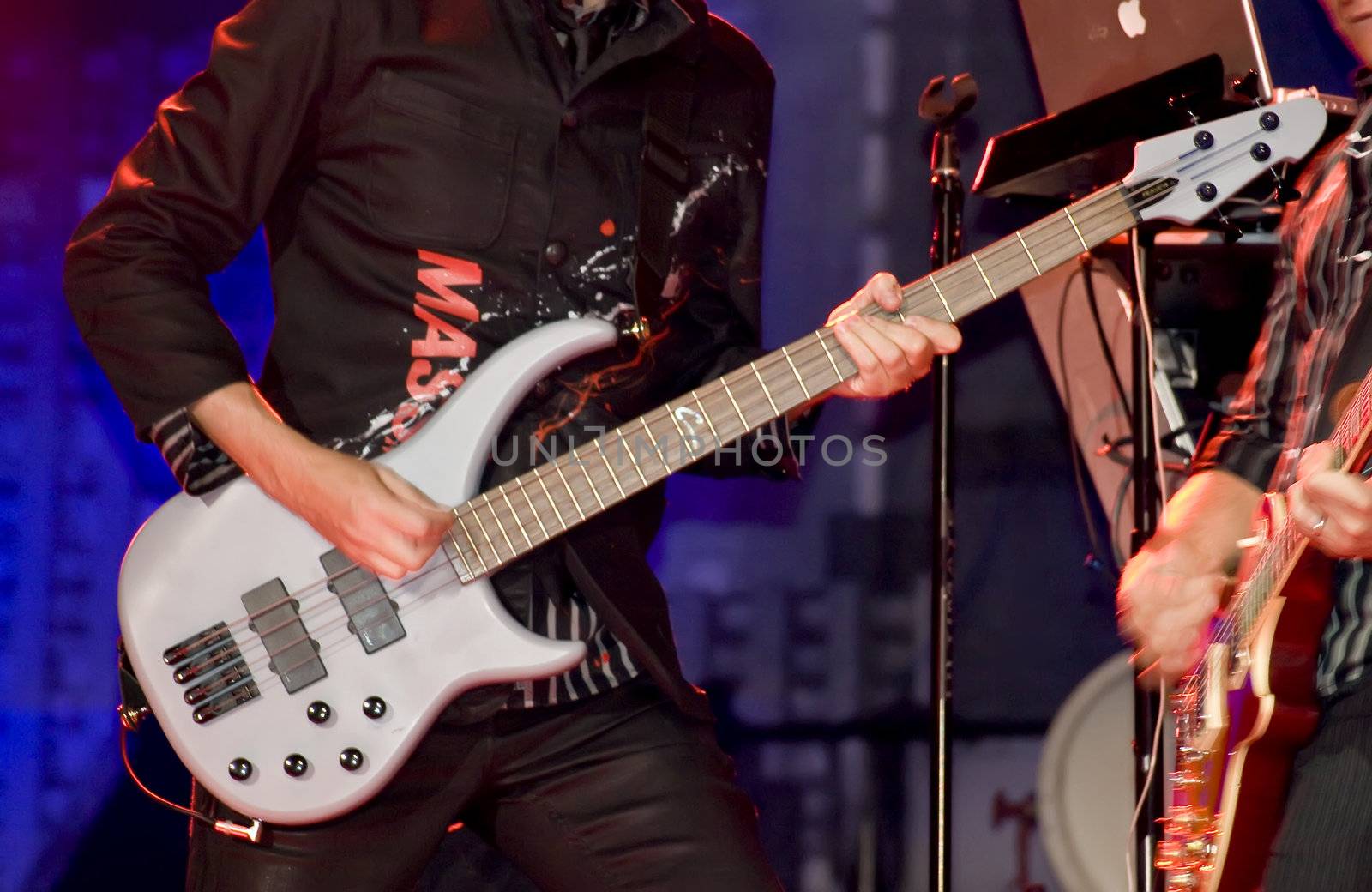 Duran Duran bassist John Taylor live on stage in Malta on 26th July 2008 during Red Carpet Massacre Tour