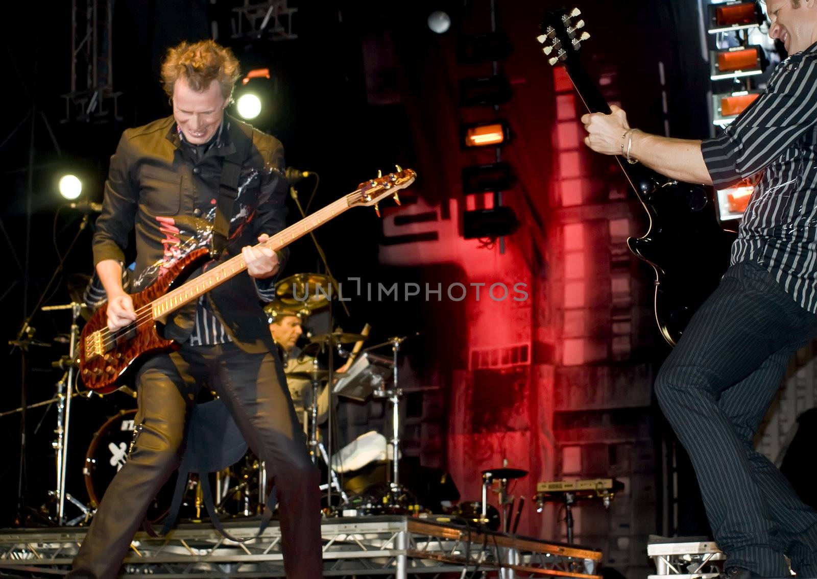 Duran Duran bassist John Taylor live on stage in Malta on 26th July 2008 during Red Carpet Massacre Tour