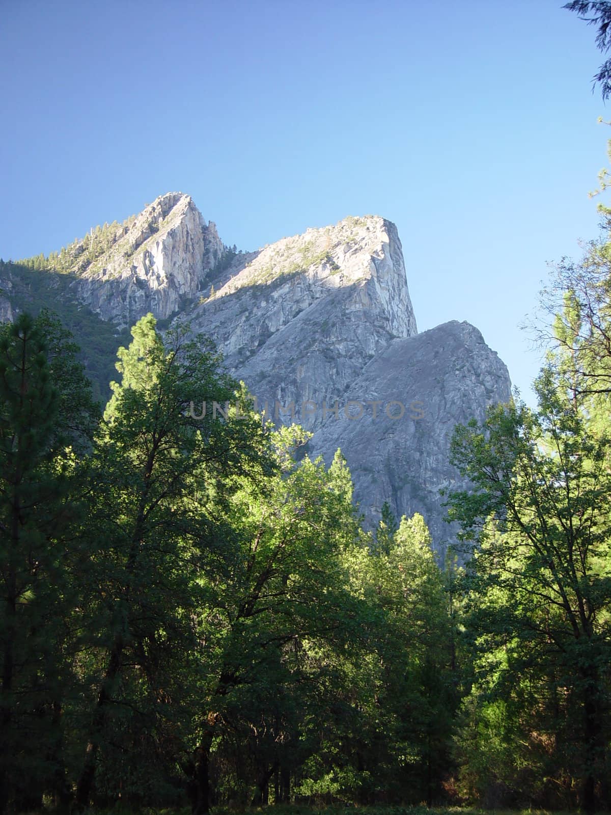 Three peaks of white granite in Yosemite National Park.