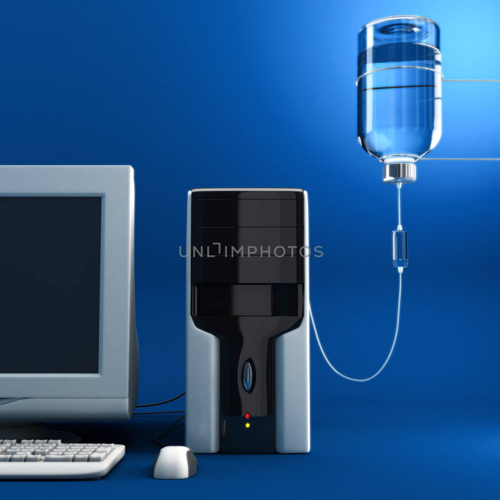 Serum to the old/sick computer. 3D illustration.. high resolution rendered..