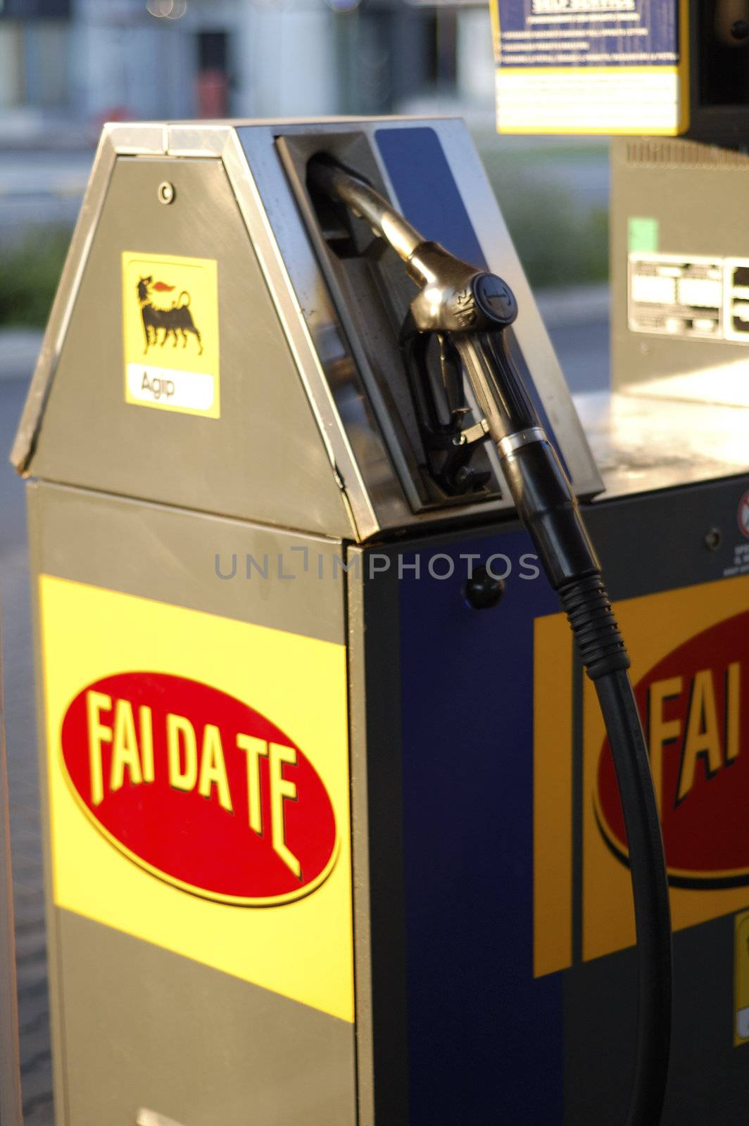 fuel pump location northern italy self service editorial image