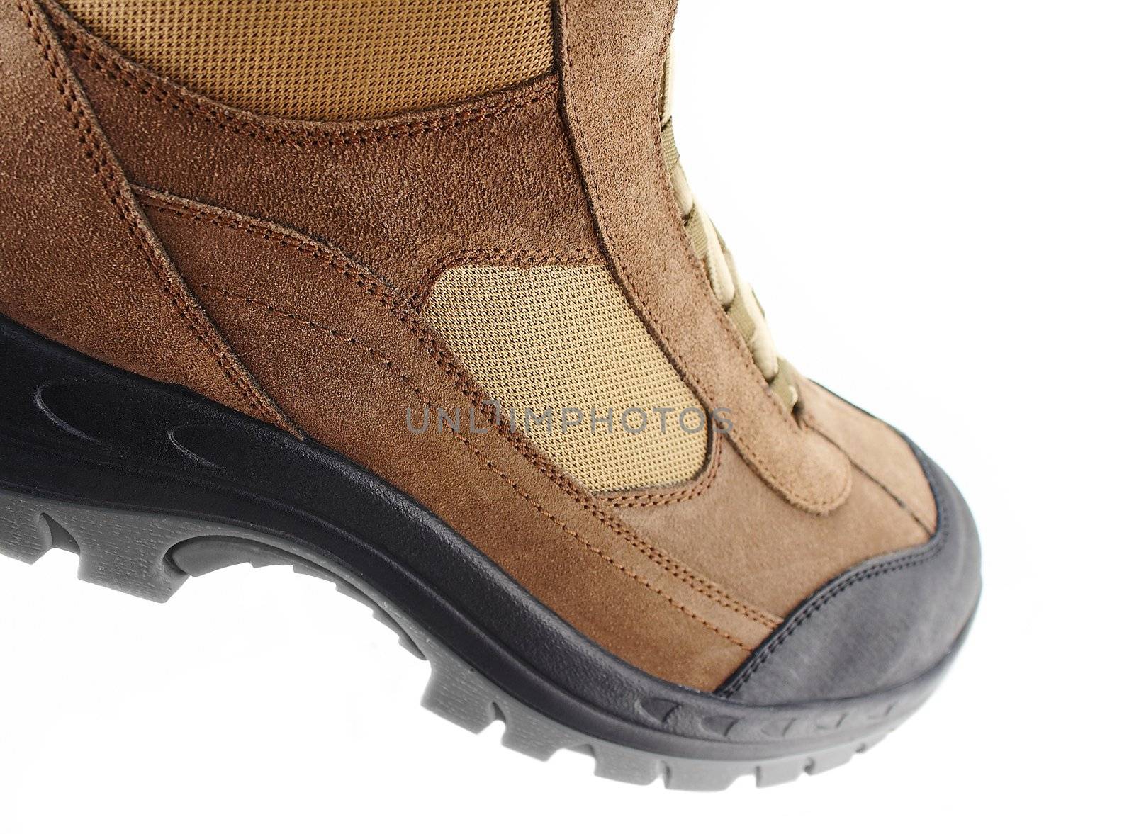 Detail view of a hiker shoe