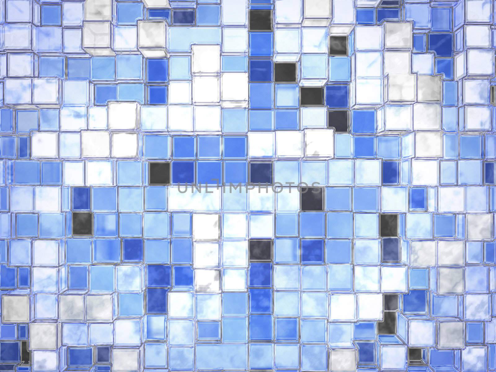 Abstract Cartoony Blue Square Blocks