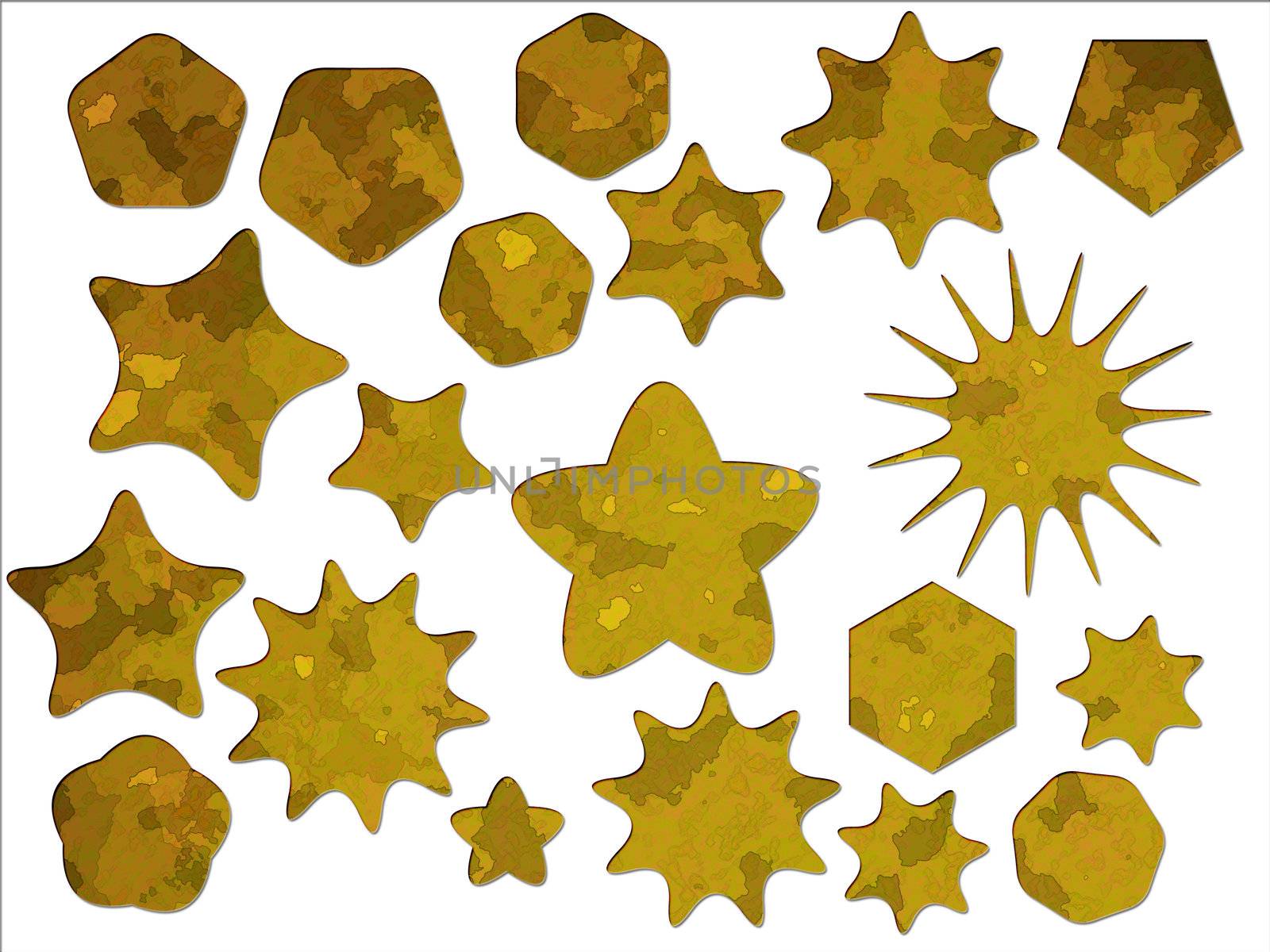Yellow Desert Military Camouflage Effect Special Offer Star and Badge Shapes
