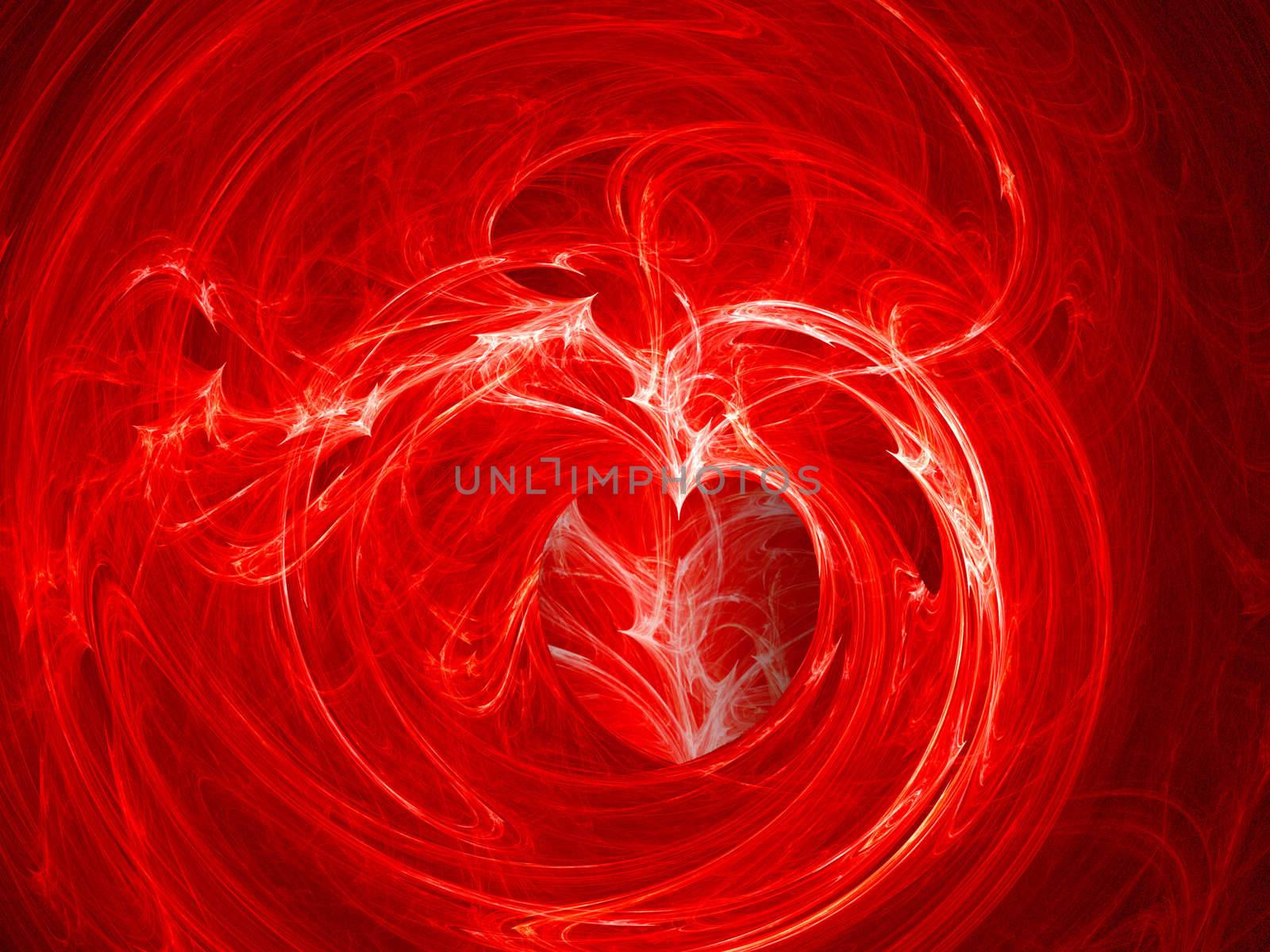 Fractal Swirly Heart on Fire Background by bobbigmac